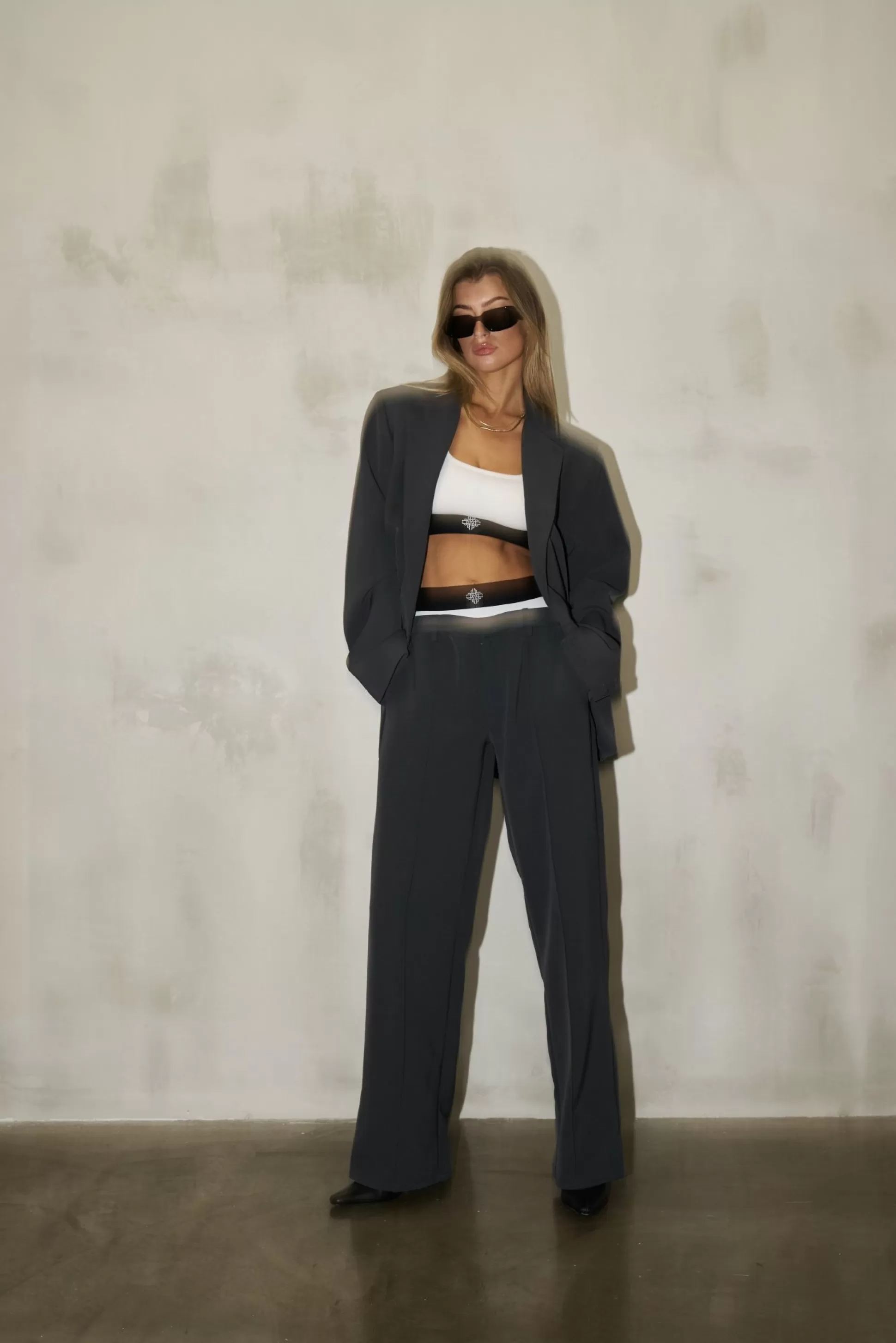 The Couture Club Branded Elastic Double Layer Trousers