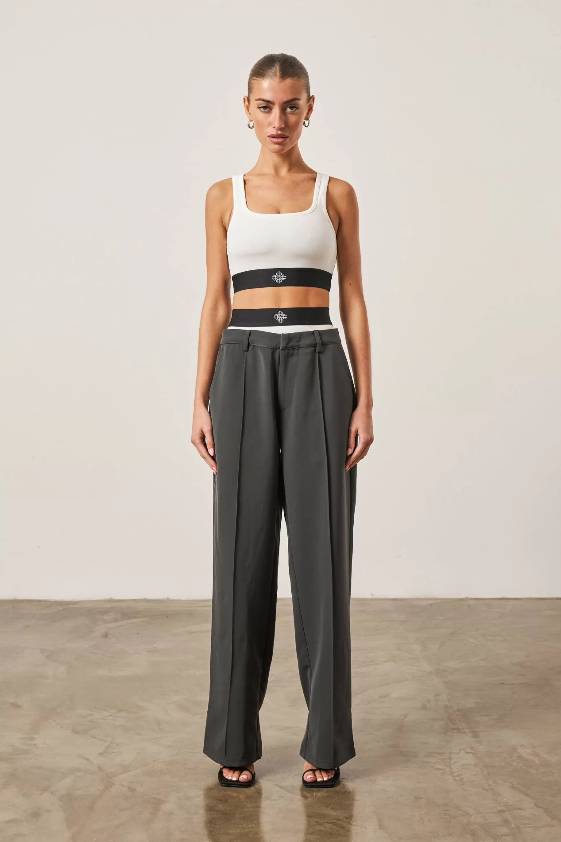 The Couture Club Branded Elastic Double Layer Trousers