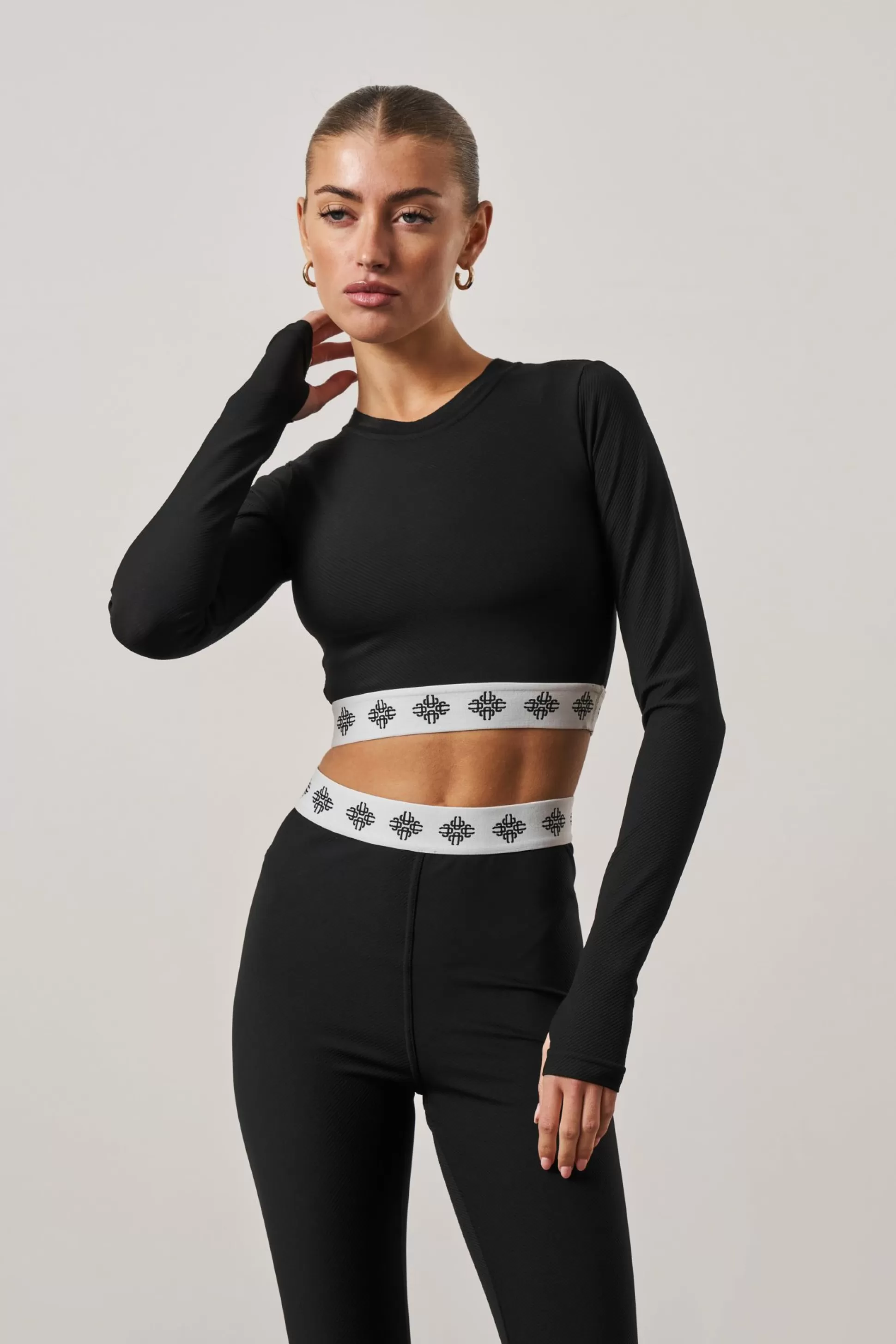 The Couture Club Branded Waistband Fitted Ribbed Top