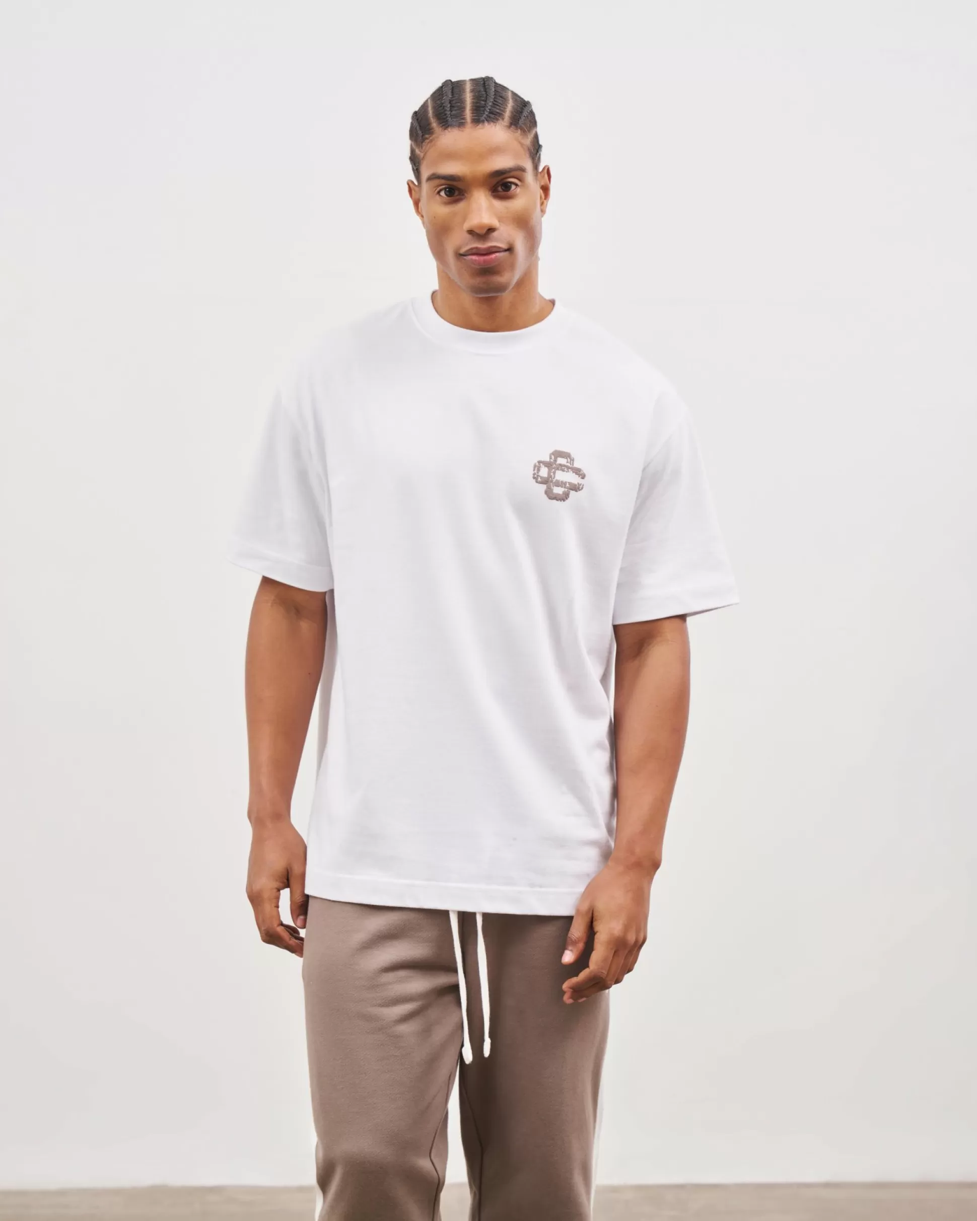 The Couture Club Brown Cracked Print Emblem Relaxed T-Shirt