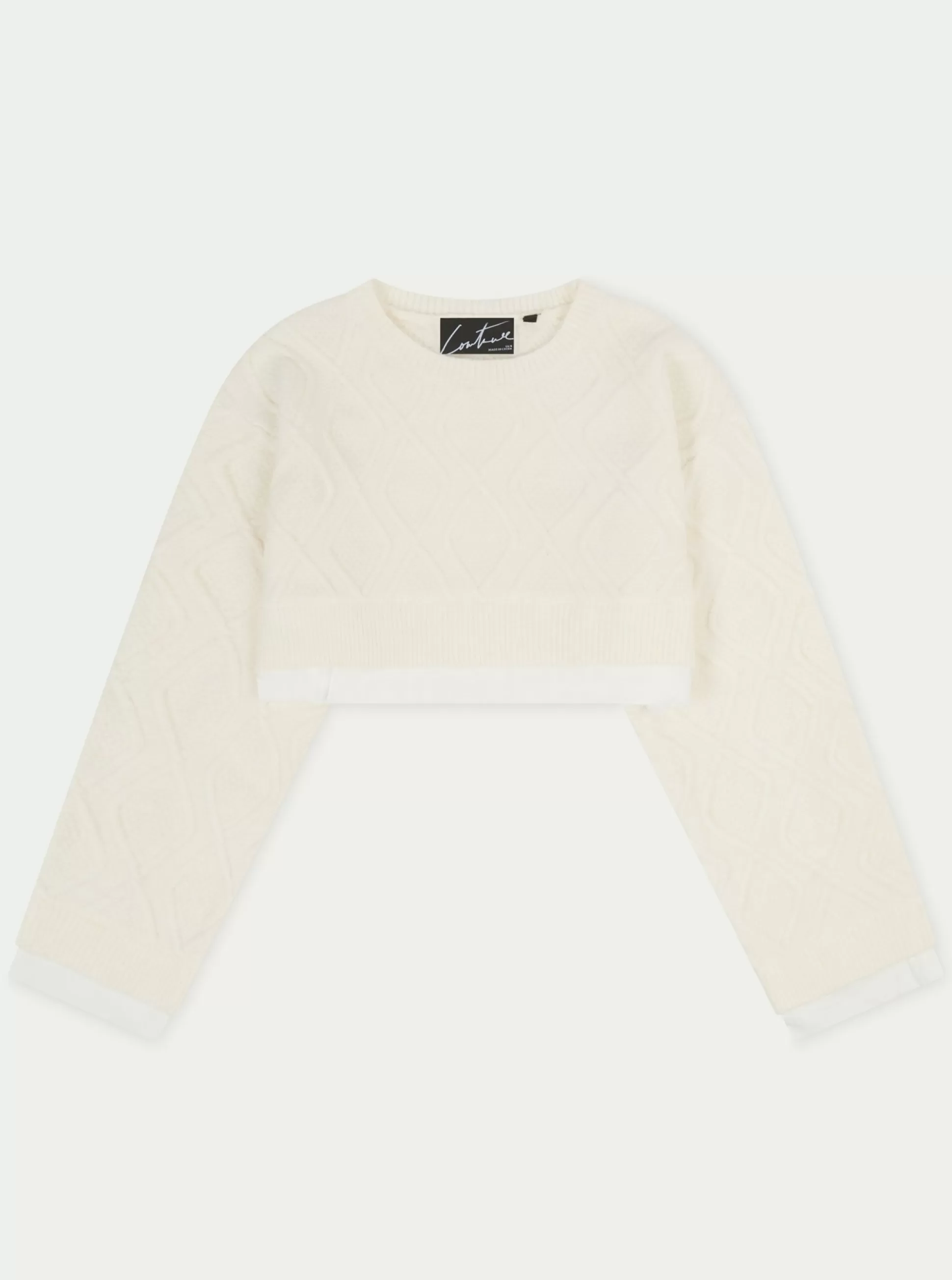 The Couture Club Cable Knitted Cropped Sweater