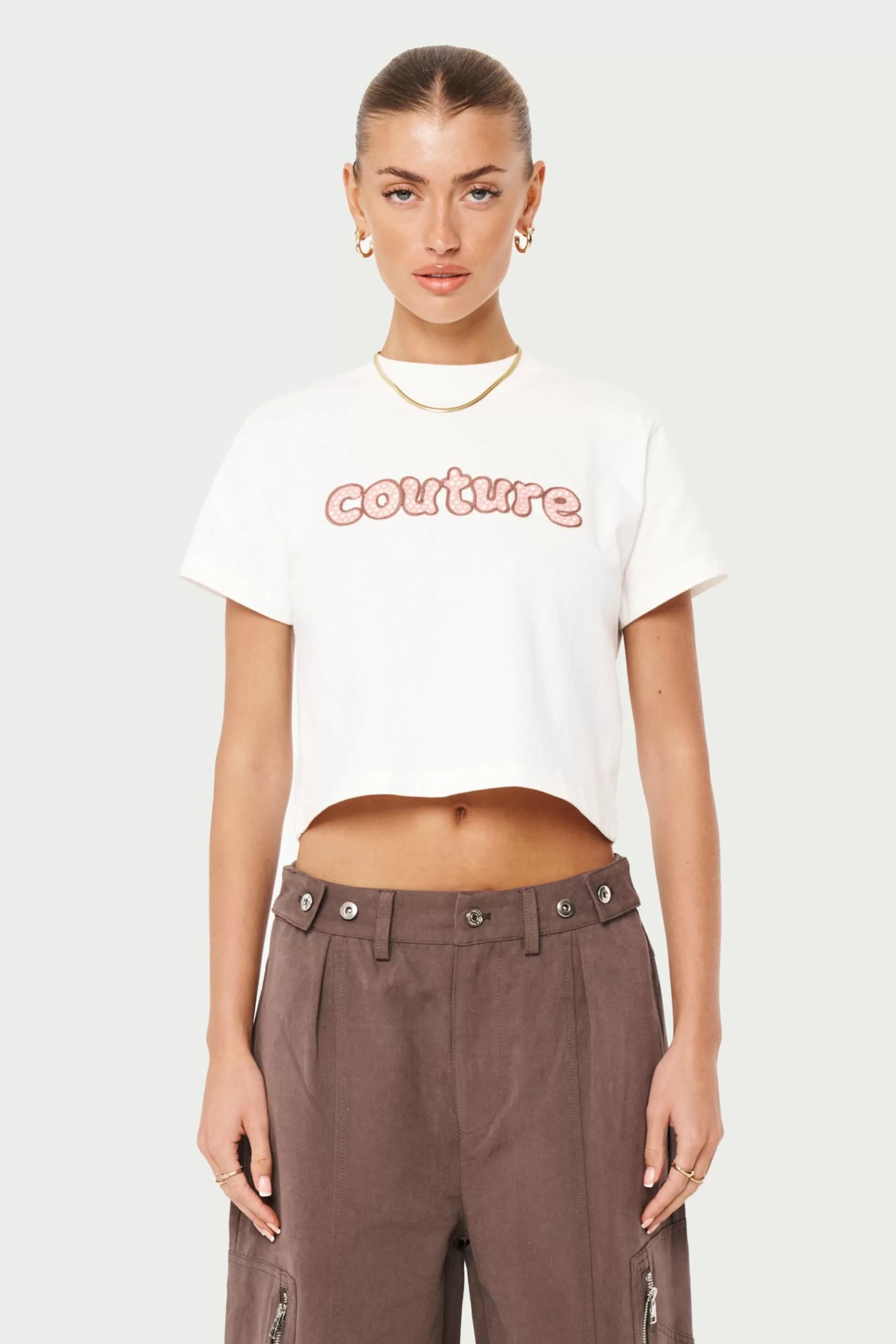 The Couture Club Chain Stitch Cropped T-Shirt