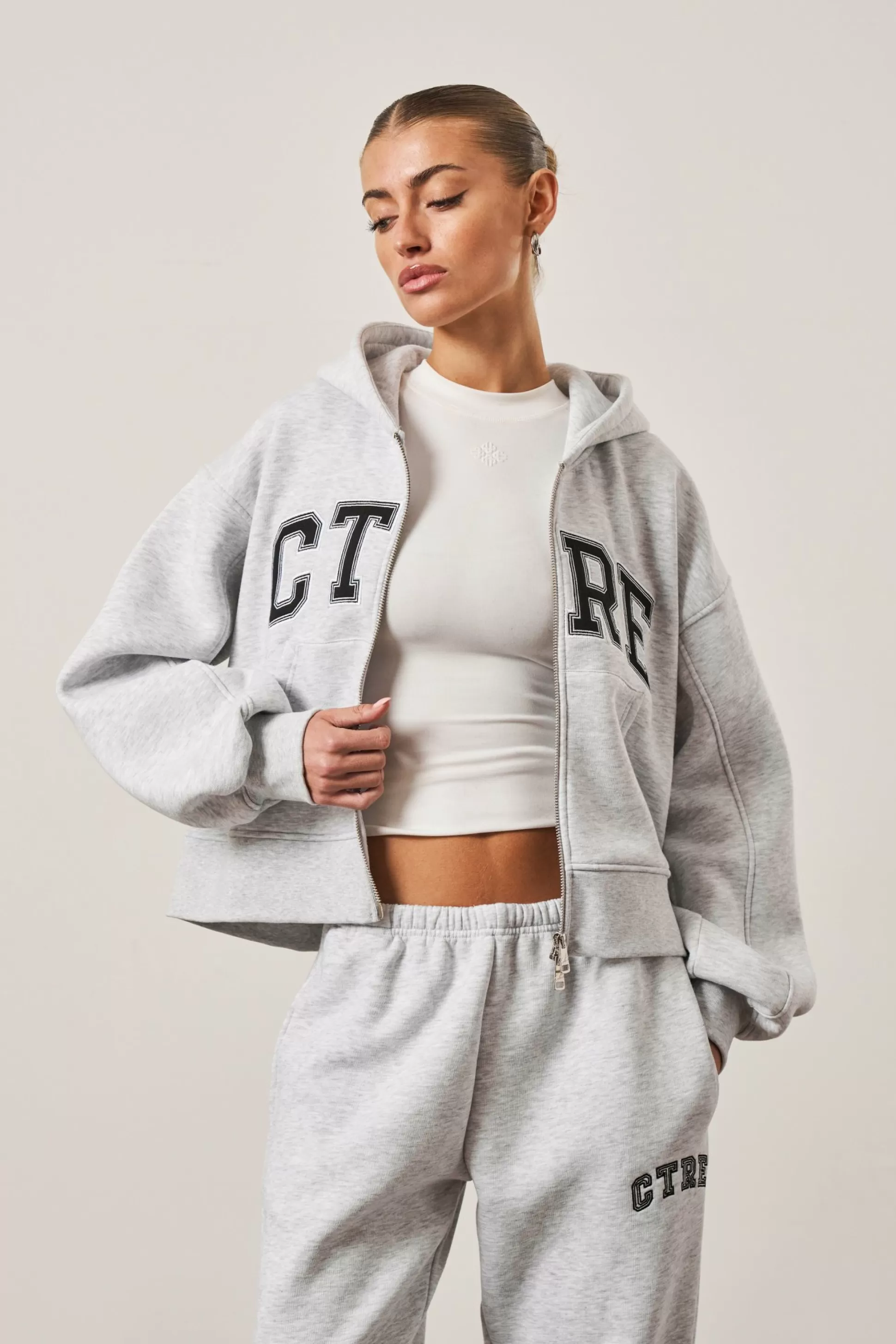 The Couture Club Ctre Cropped Zip Through Hoodie