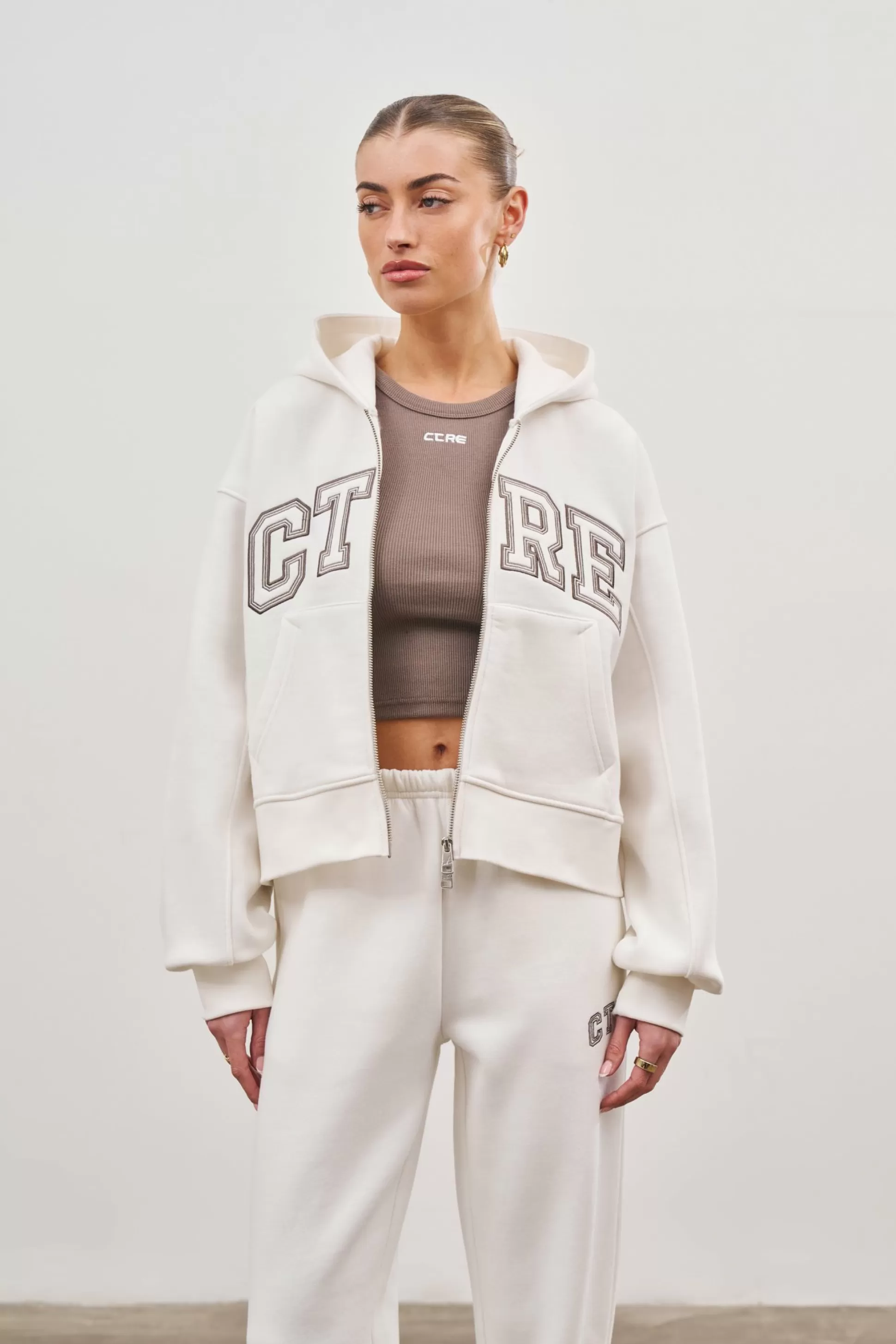 The Couture Club Ctre Cropped Zip Through Hoodie