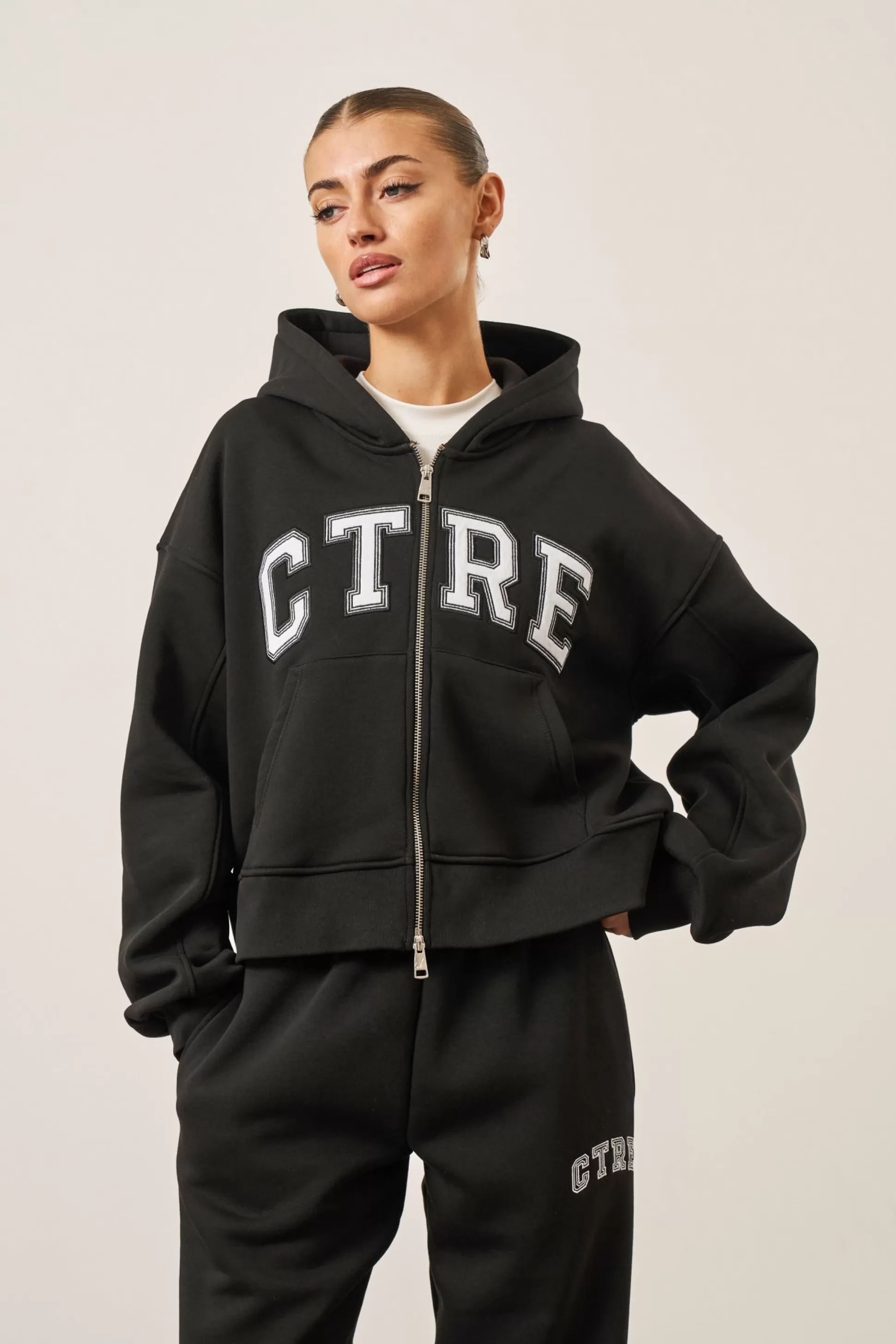 The Couture Club Ctre Cropped Zip Through Hoodie