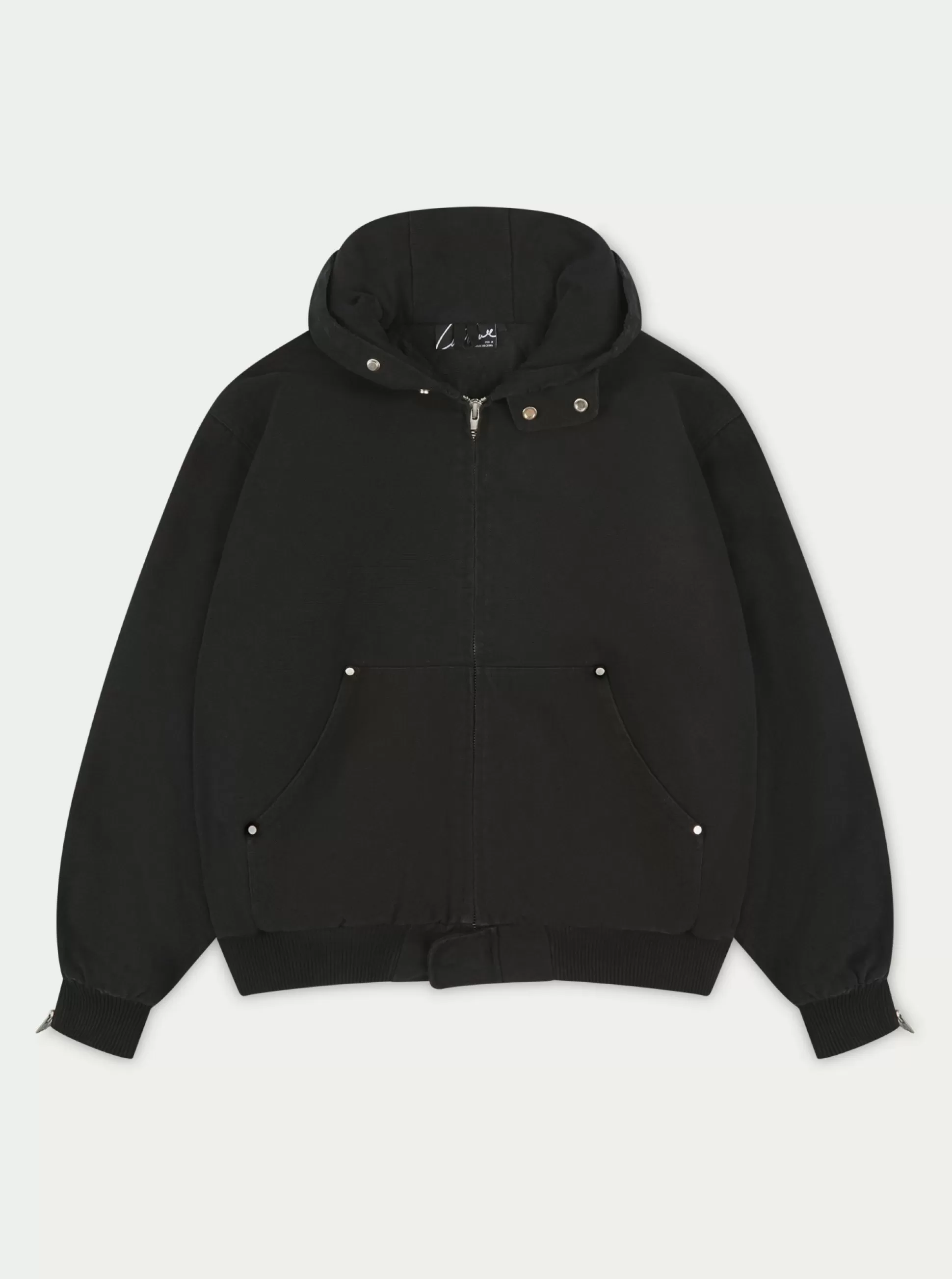 The Couture Club Distressed Woven Canvas Hooded Jacket