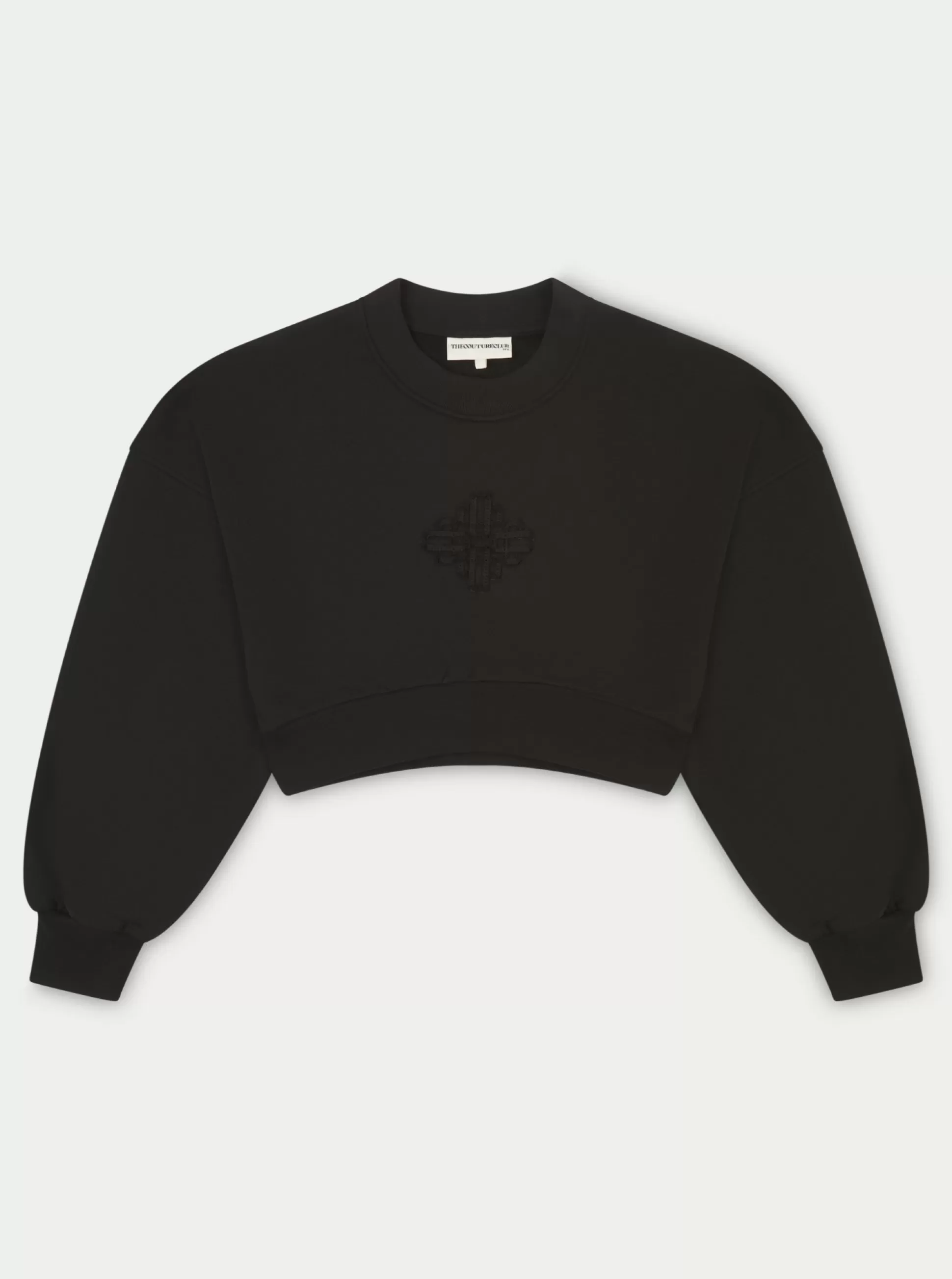 The Couture Club Emblem Applique Crop Sweatshirt