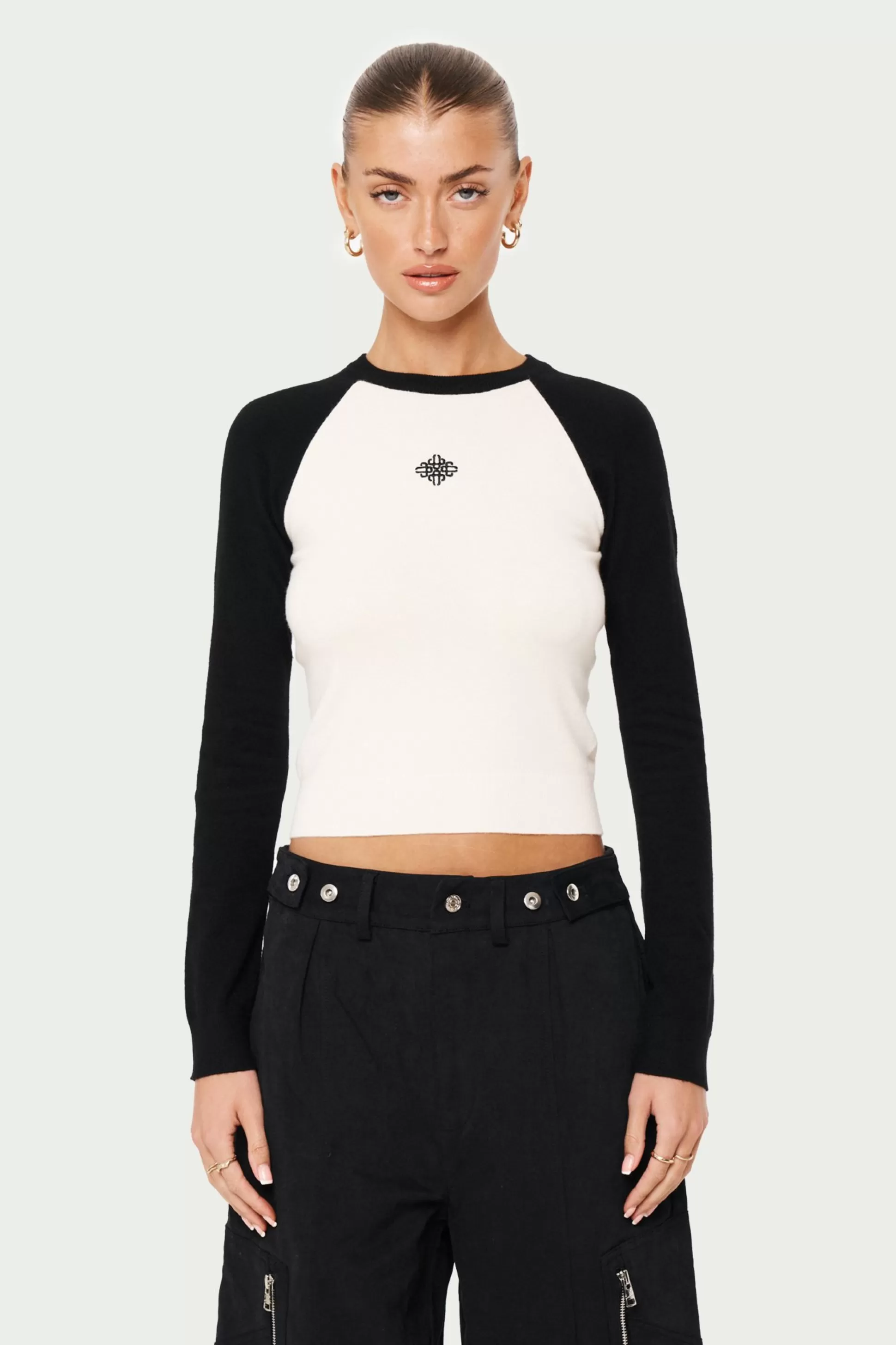 The Couture Club Emblem Fine Knitted Long Sleeve Top