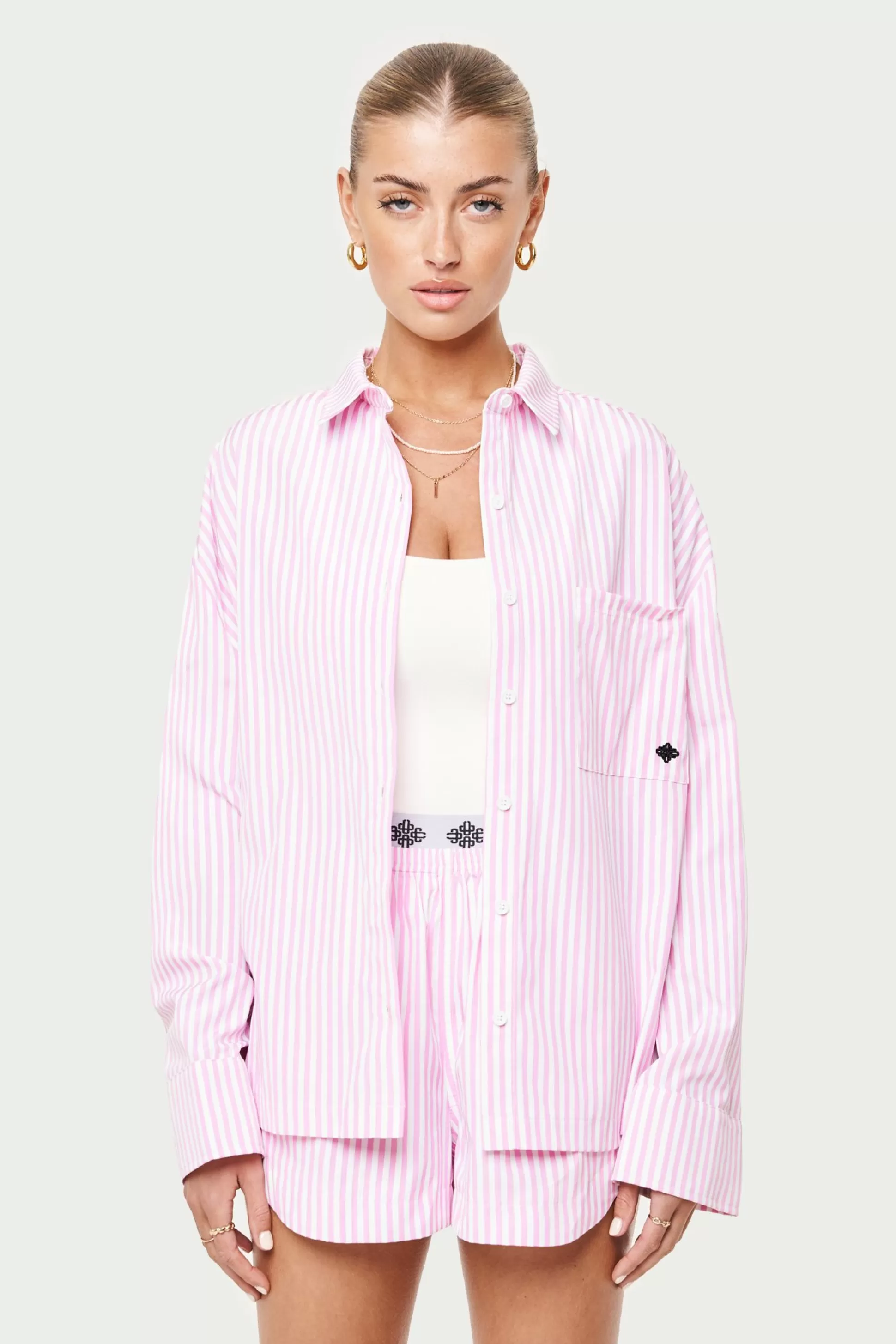 The Couture Club Emblem Stripe Oversized Shirt