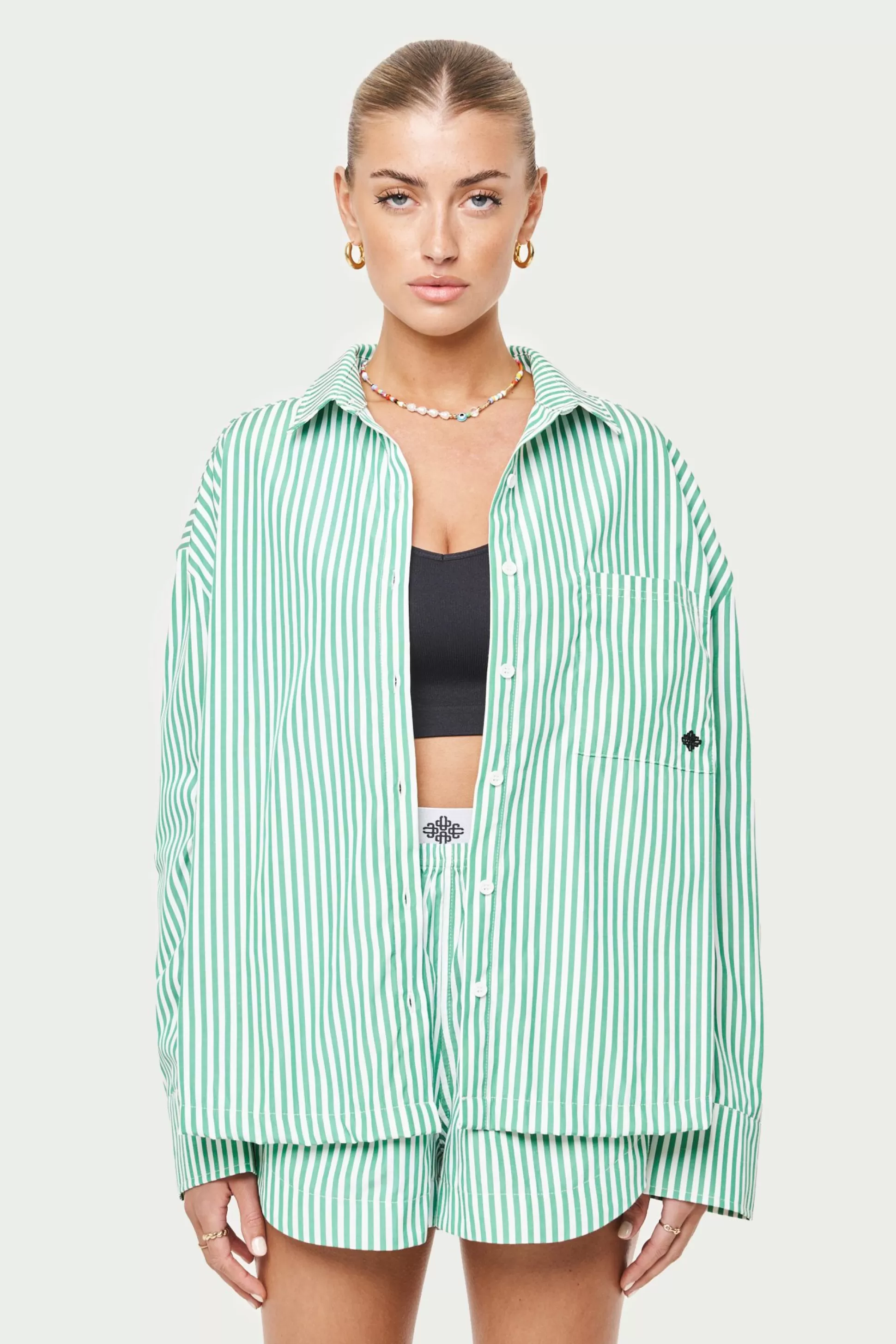 The Couture Club Emblem Stripe Oversized Shirt