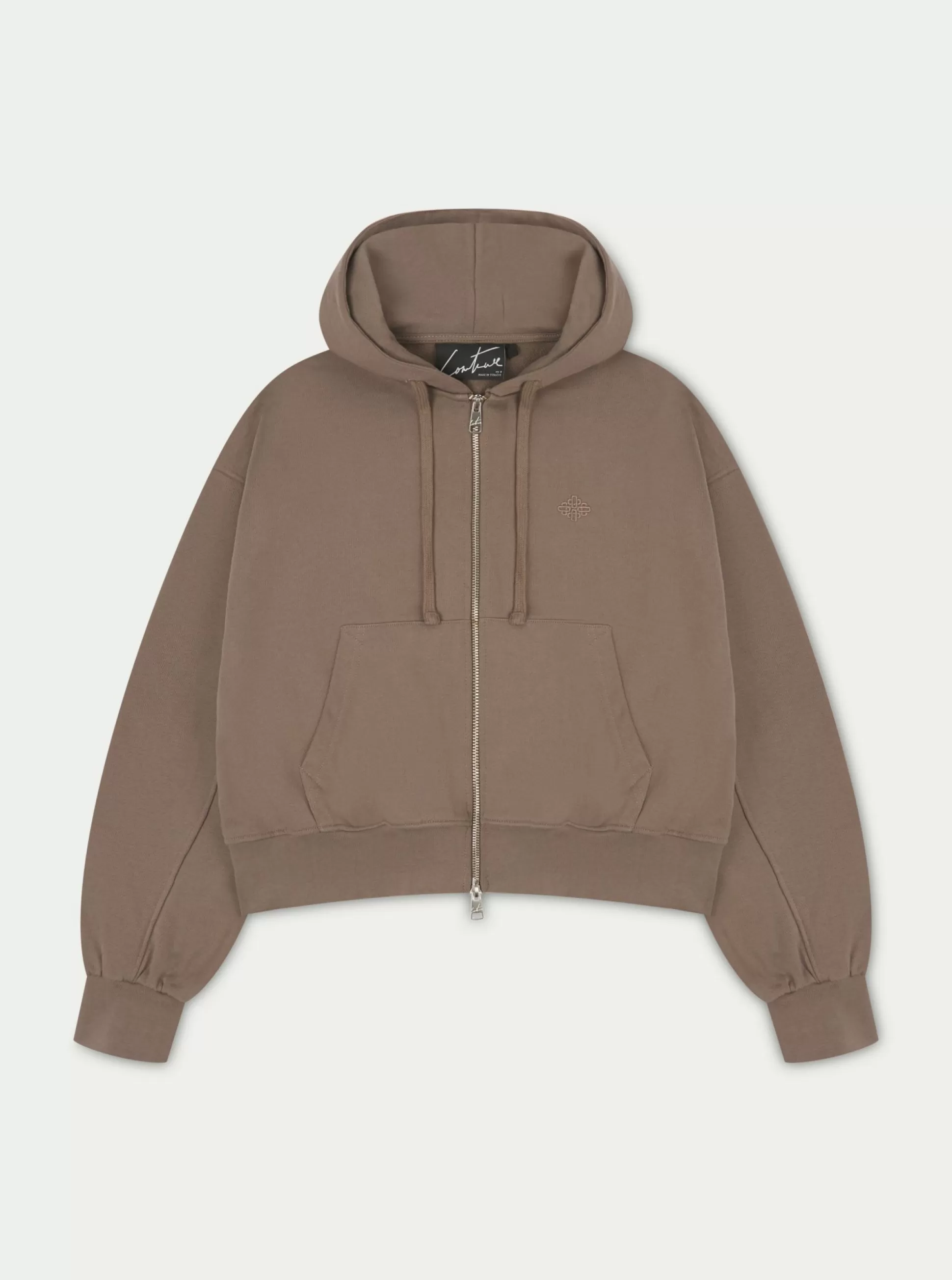 The Couture Club Emblem Zip Through Relaxed Hoodie