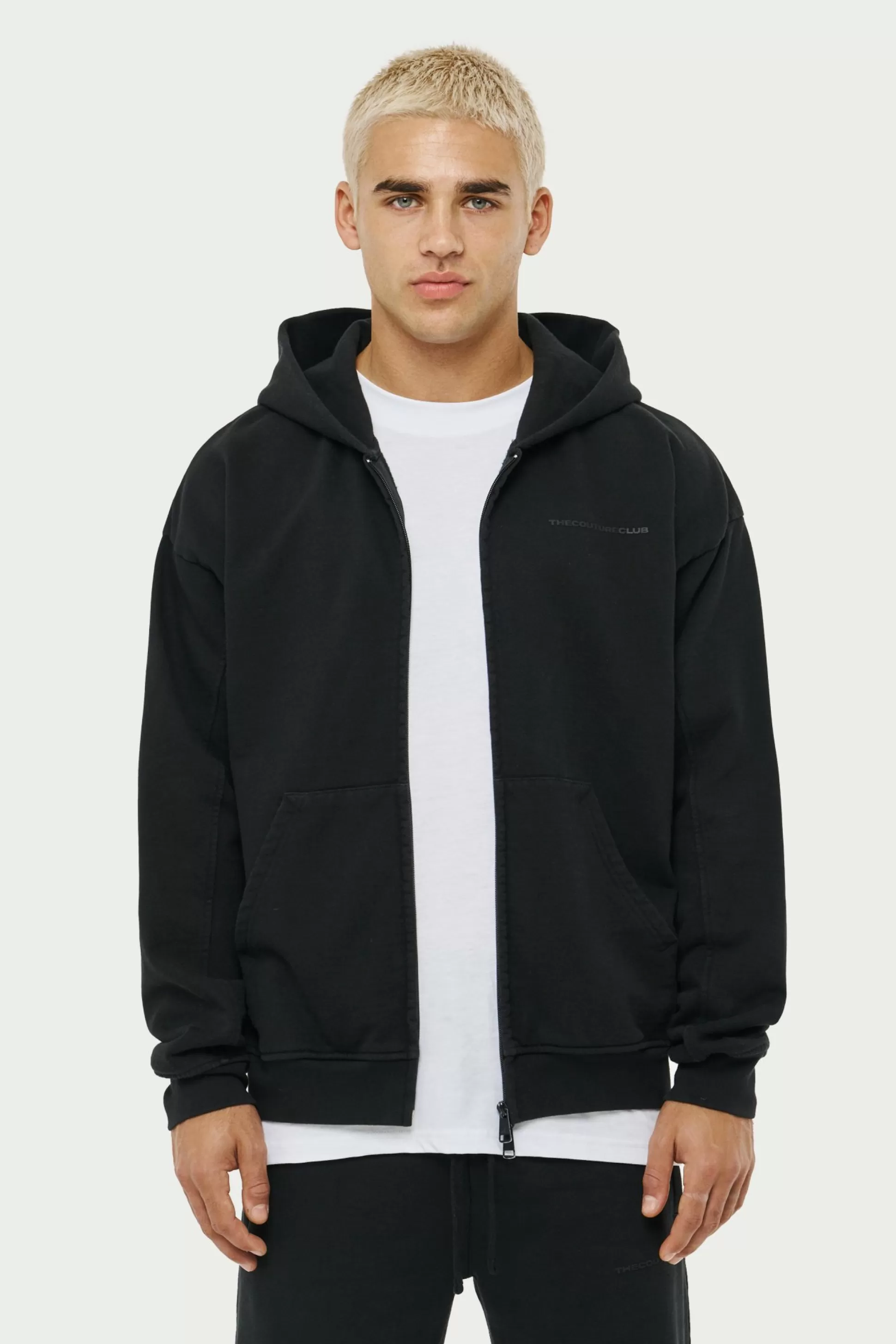 The Couture Club Everyday Washed Relaxed Zip Through Hoodie