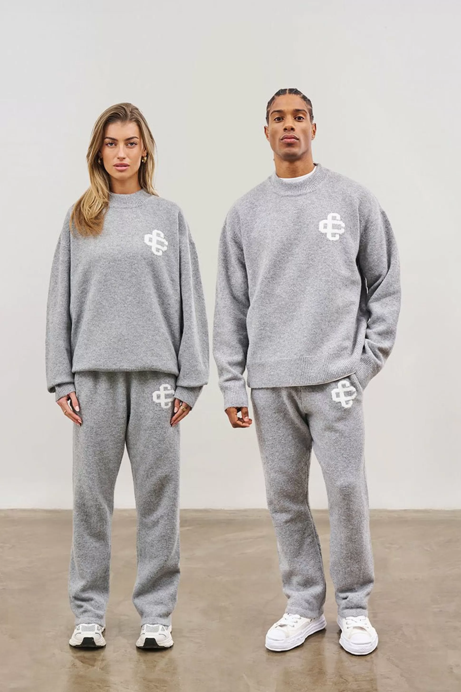 The Couture Club Fluffy Knit Emblem Joggers