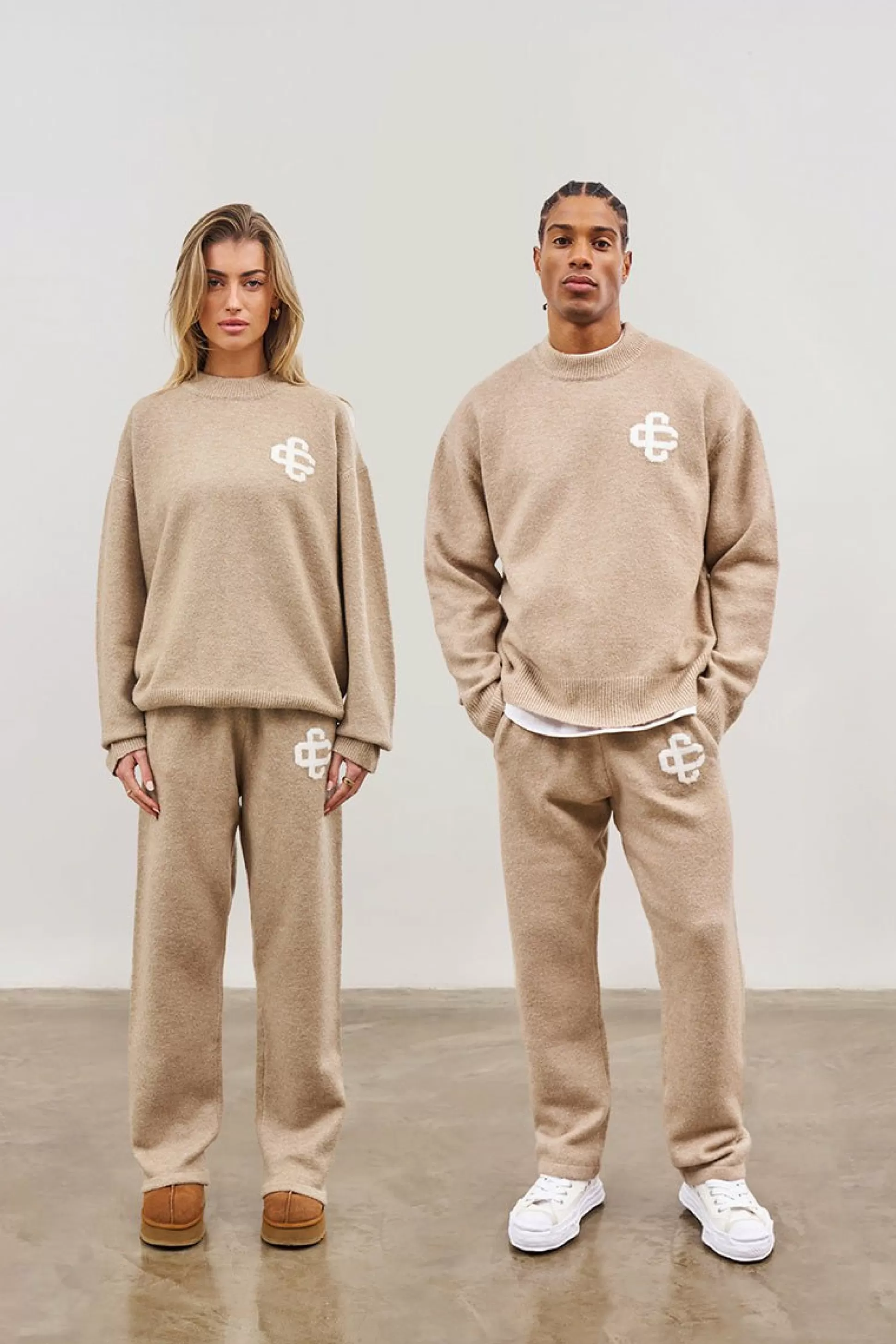 The Couture Club Fluffy Knit Emblem Joggers