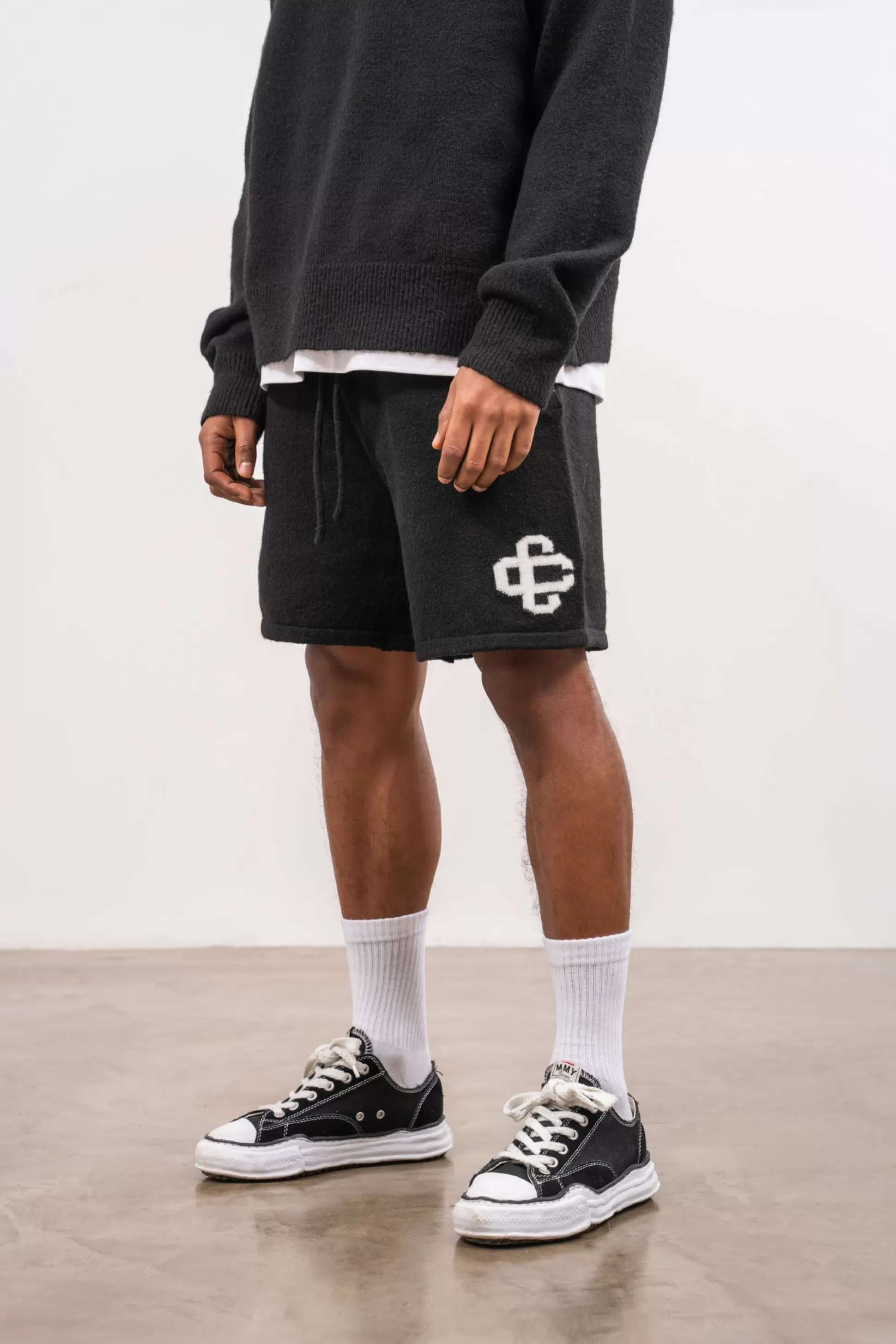 The Couture Club Fluffy Knit Emblem Shorts