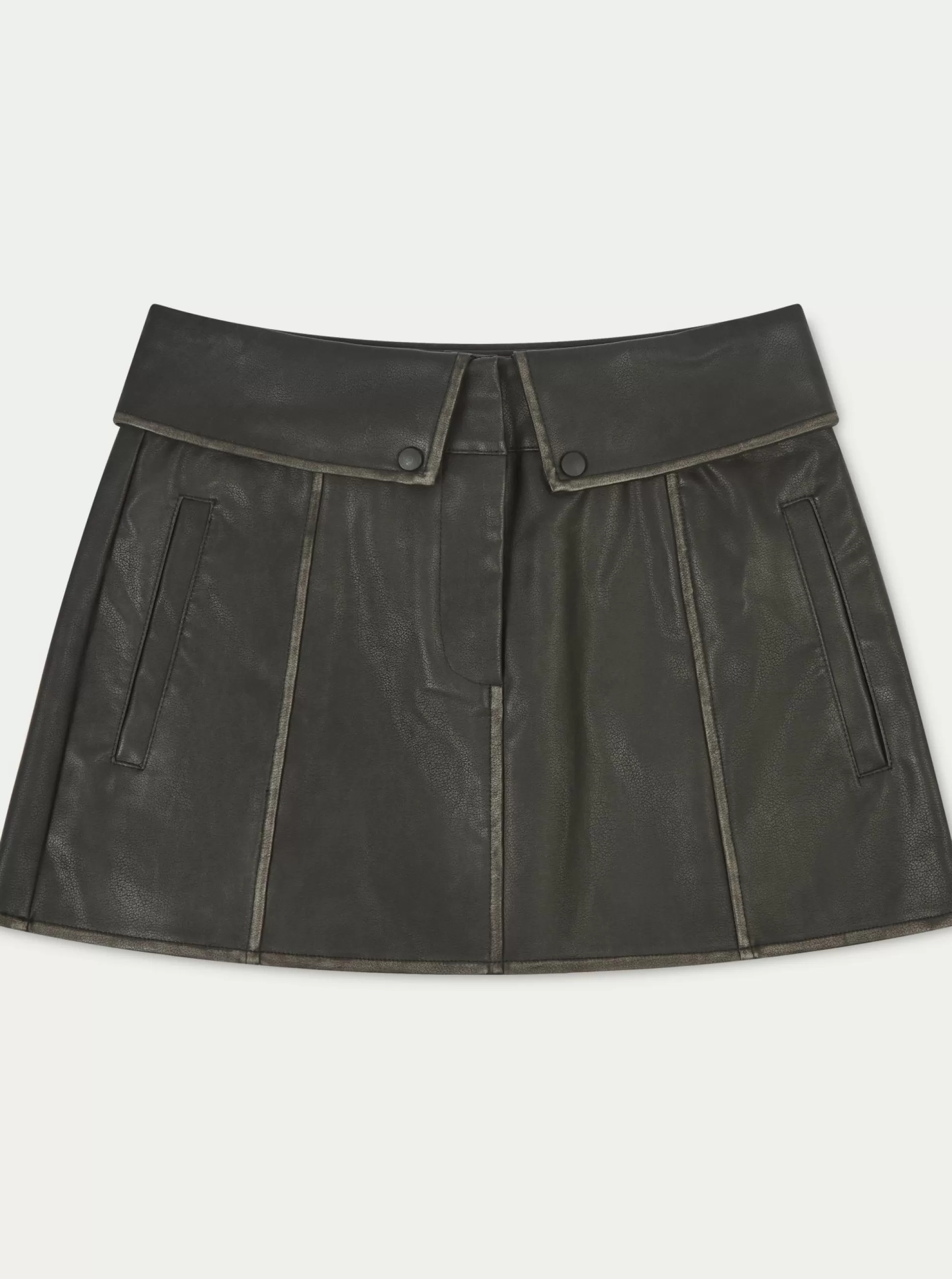 The Couture Club Fold Over Waistband Faux Leather Mini Skirt