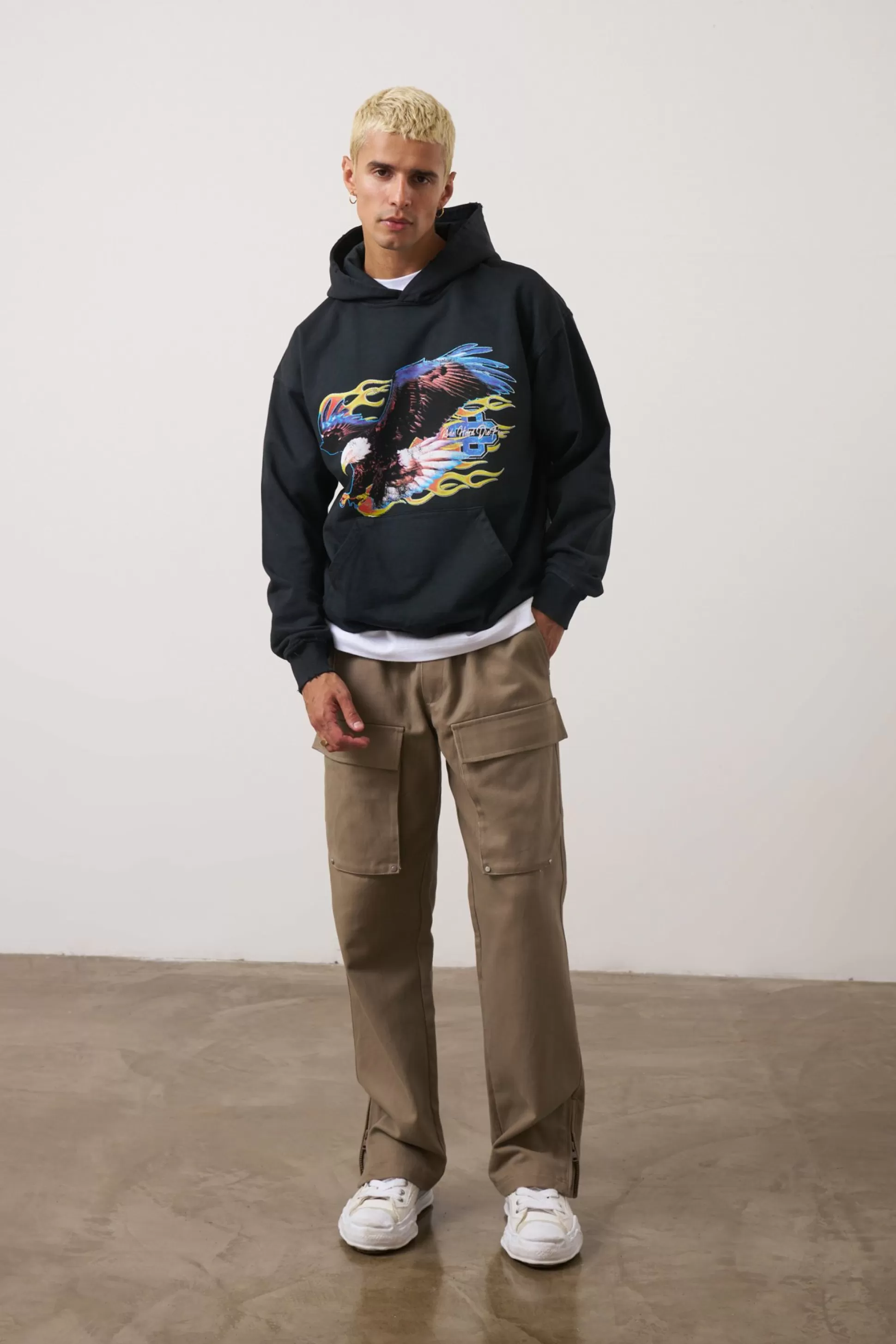 The Couture Club Graphic Flame Vintage Hoodie