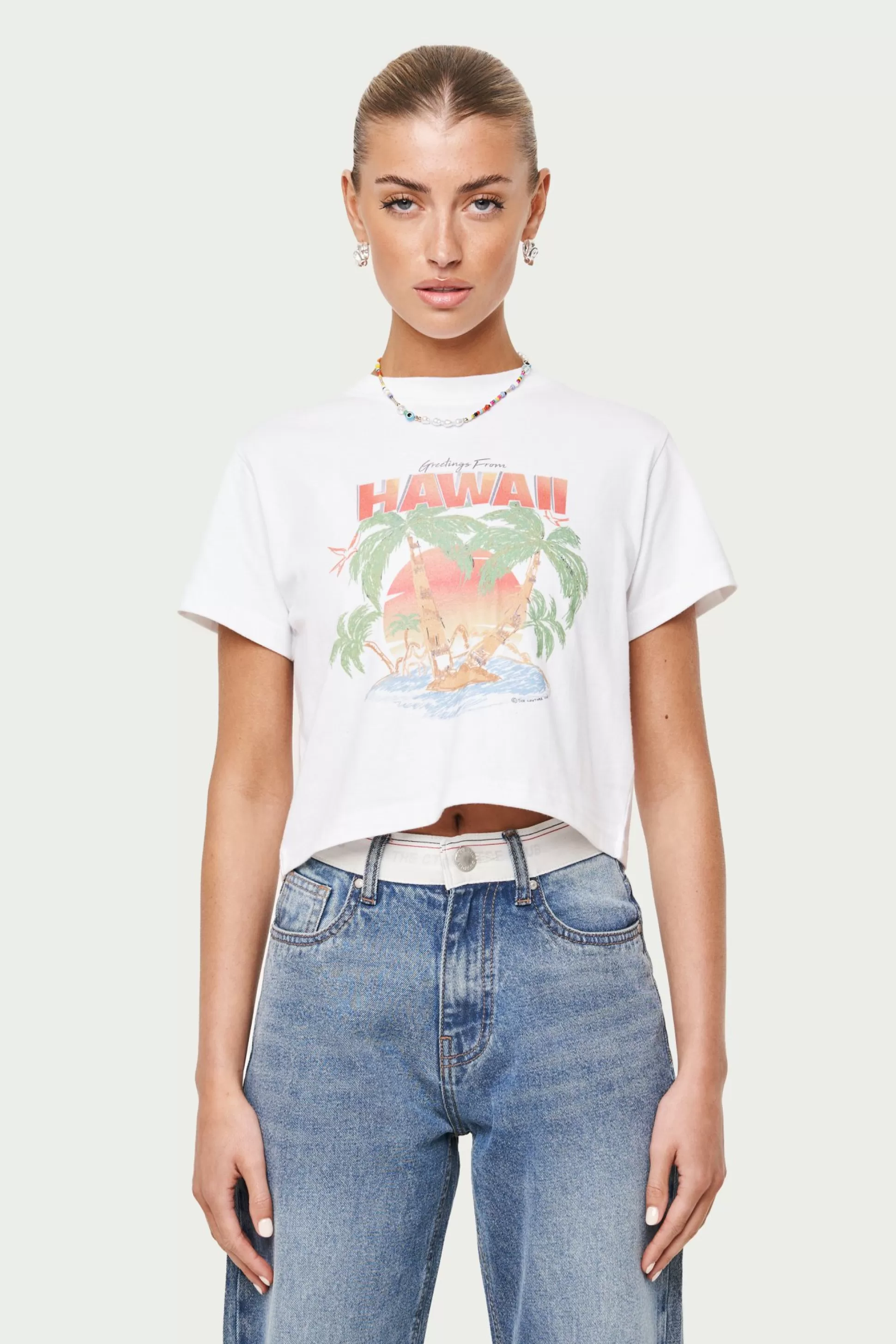 The Couture Club Hawaiian Print Cropped T-Shirt