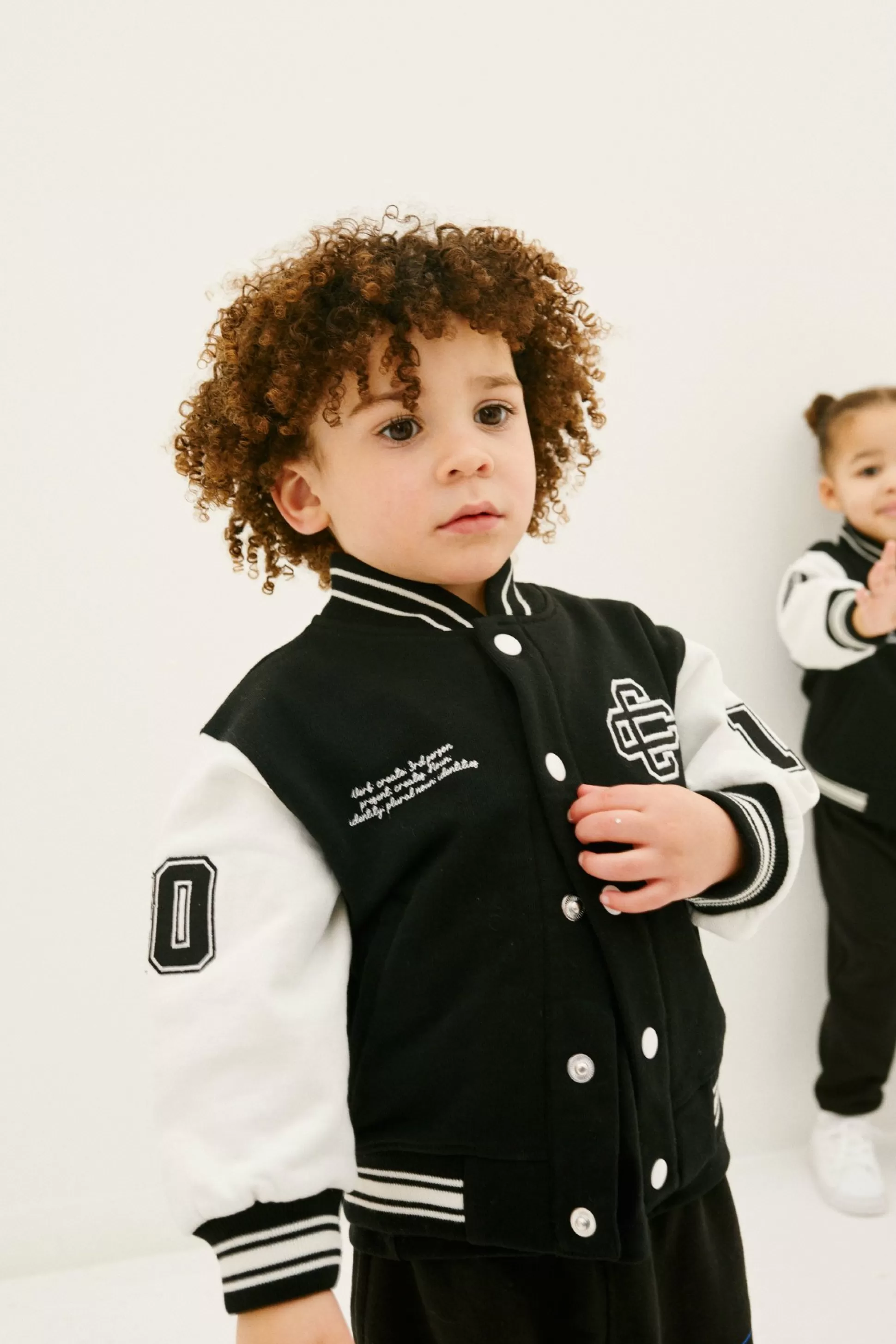 The Couture Club Kids Emblem Varsity Bomber Jacket