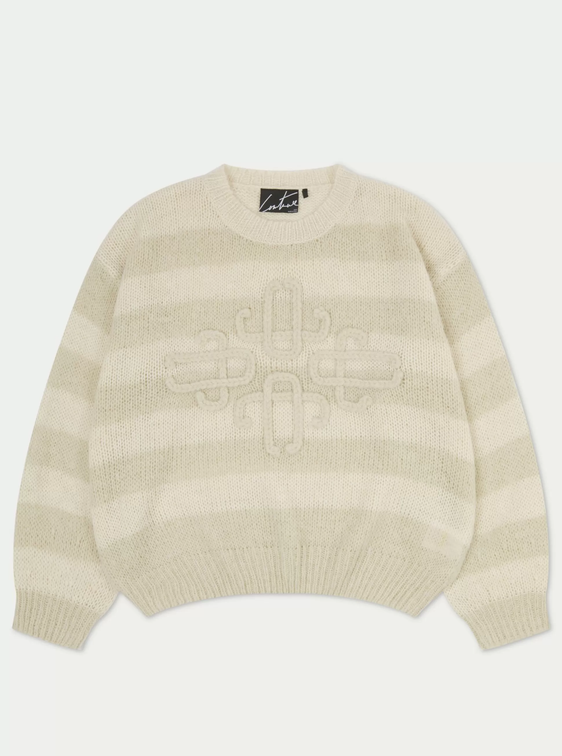 The Couture Club Lightweight Stripe Emblem Oversized Knit Jumper