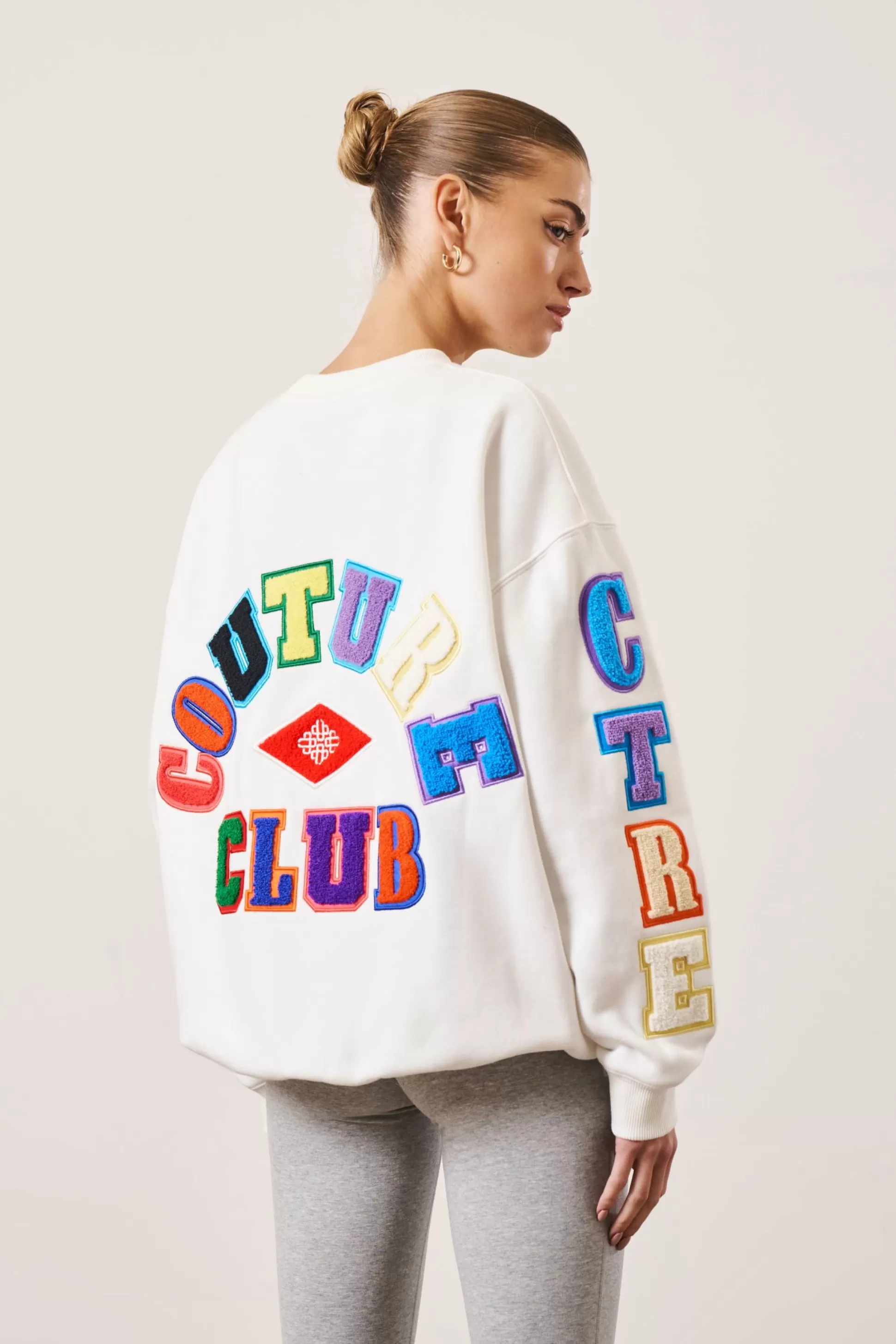 The Couture Club Multibadged Chenille Relaxed Sweatshirt