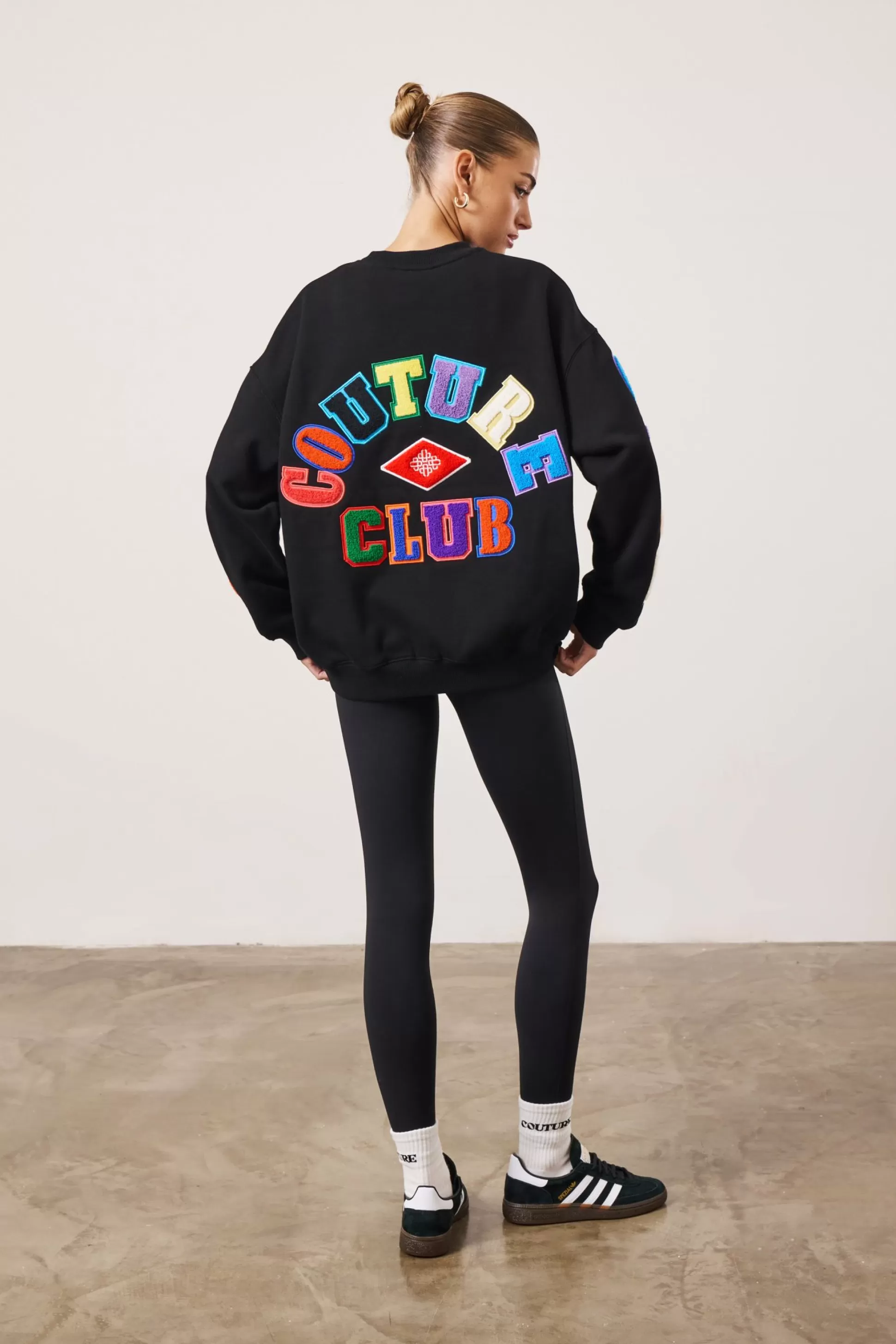 The Couture Club Multibadged Chenille Relaxed Sweatshirt