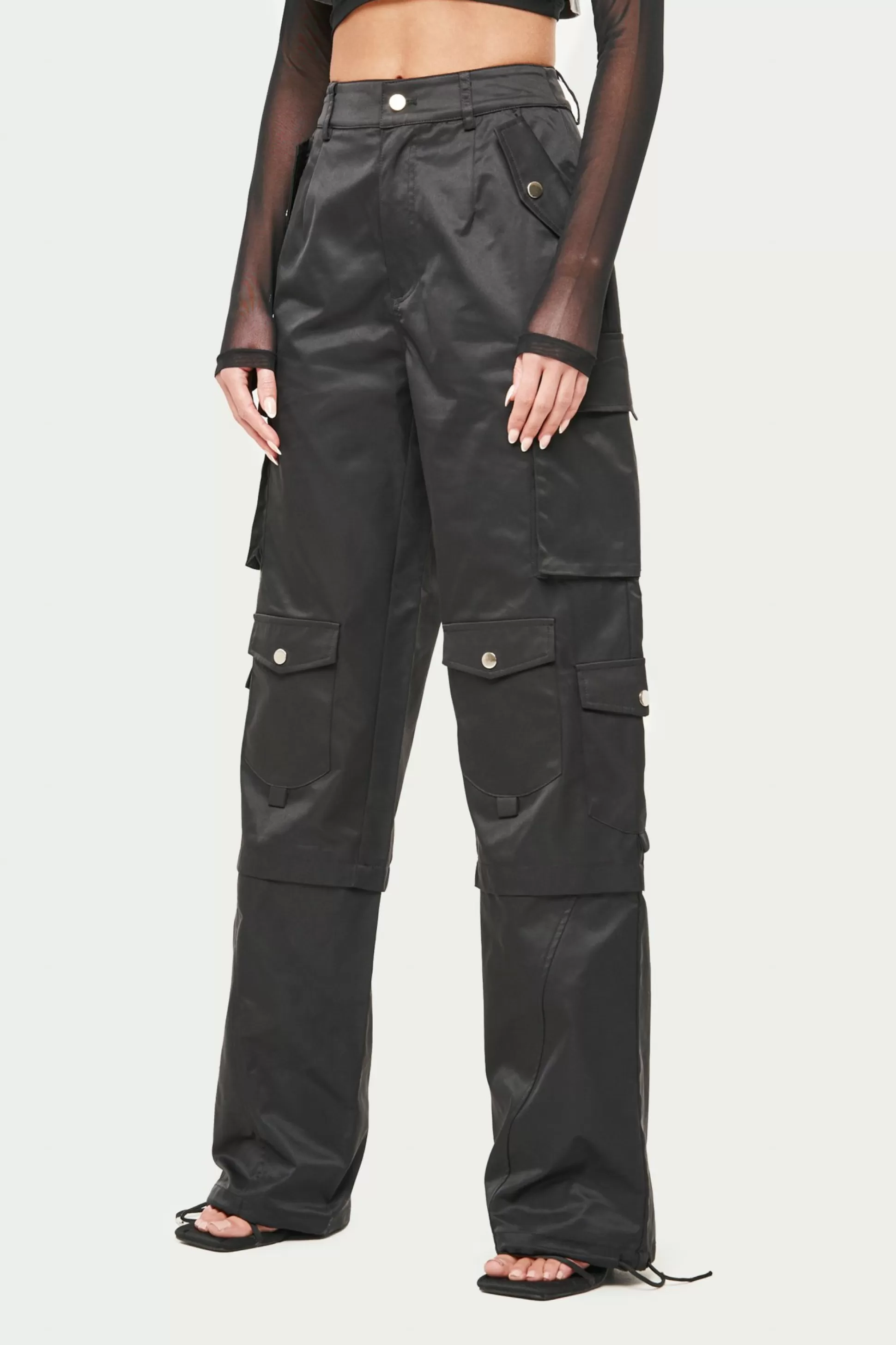 The Couture Club Oversized Tie Hem Cargo Pants