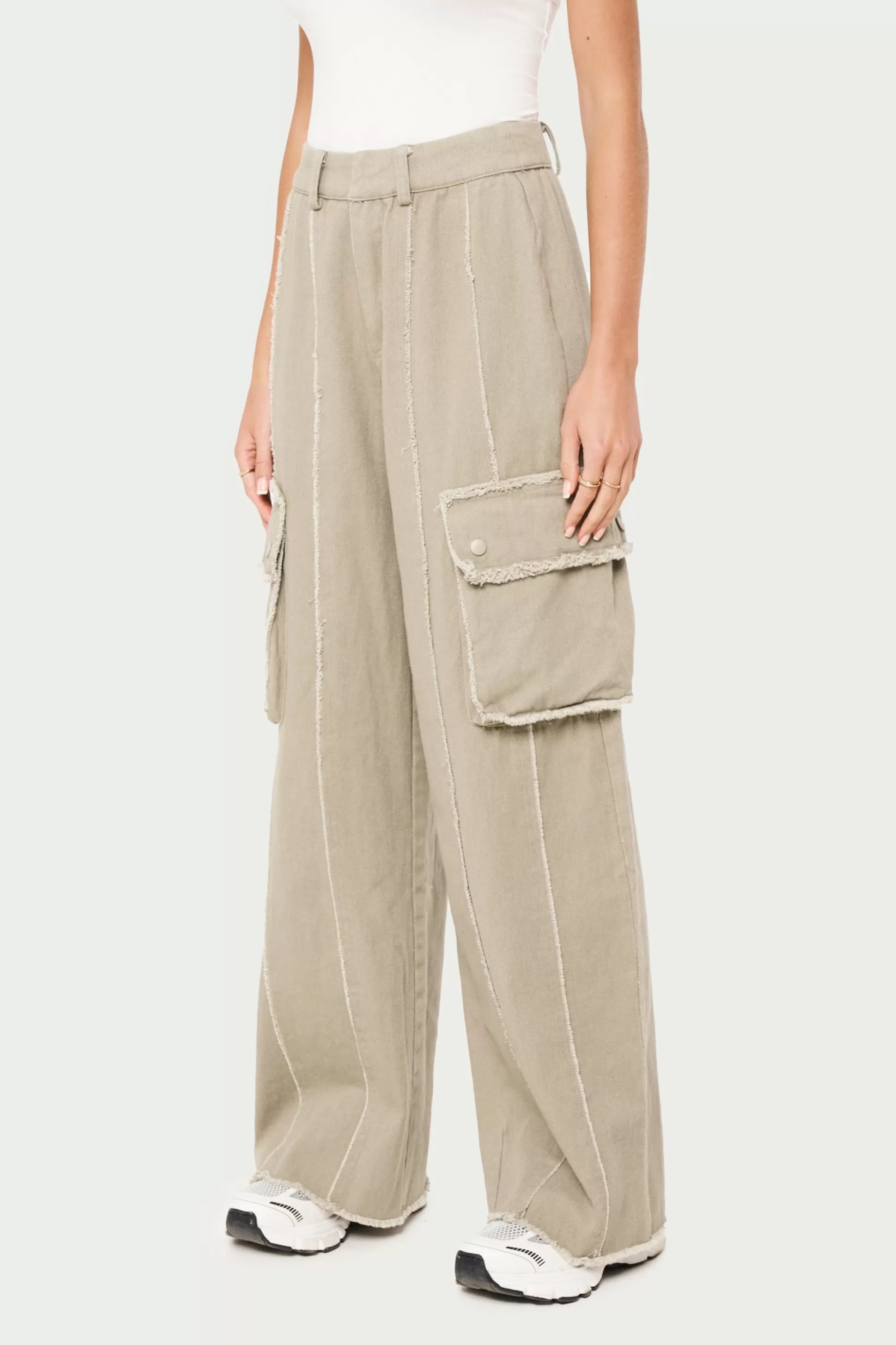 The Couture Club Raw Seam Detail Wide Leg Cargo