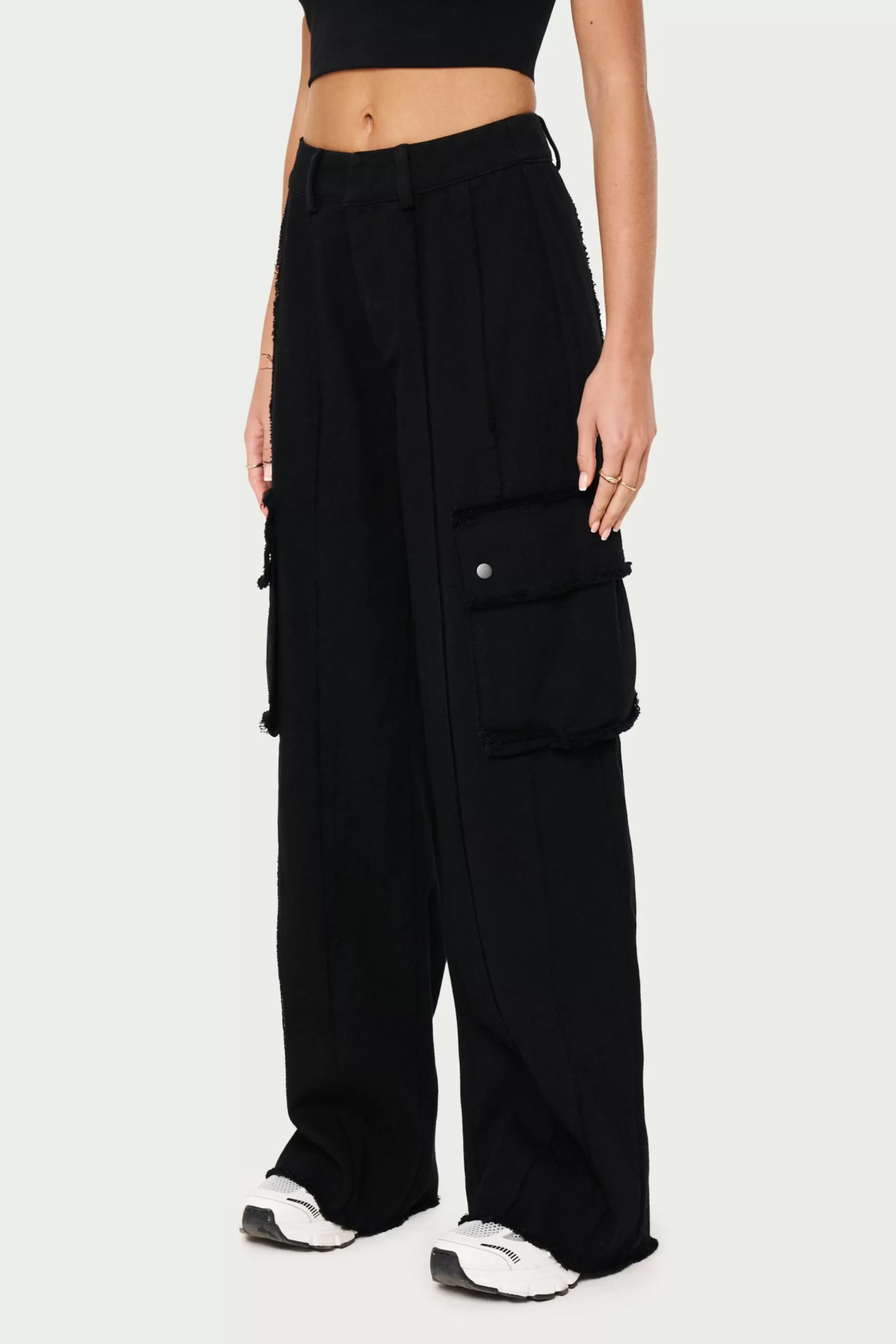 The Couture Club Raw Seam Detail Wide Leg Cargo