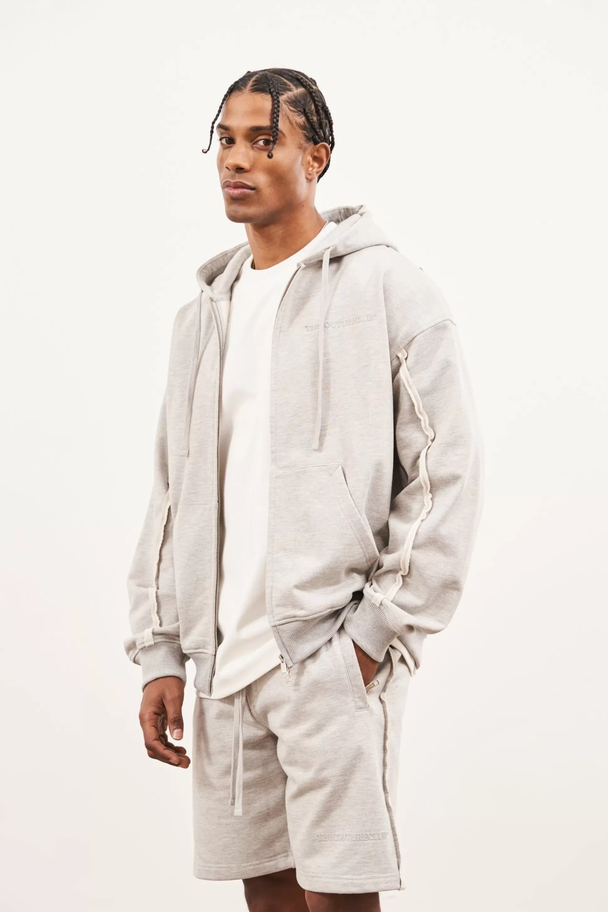 The Couture Club Raw Seam Zip Through Hoodie