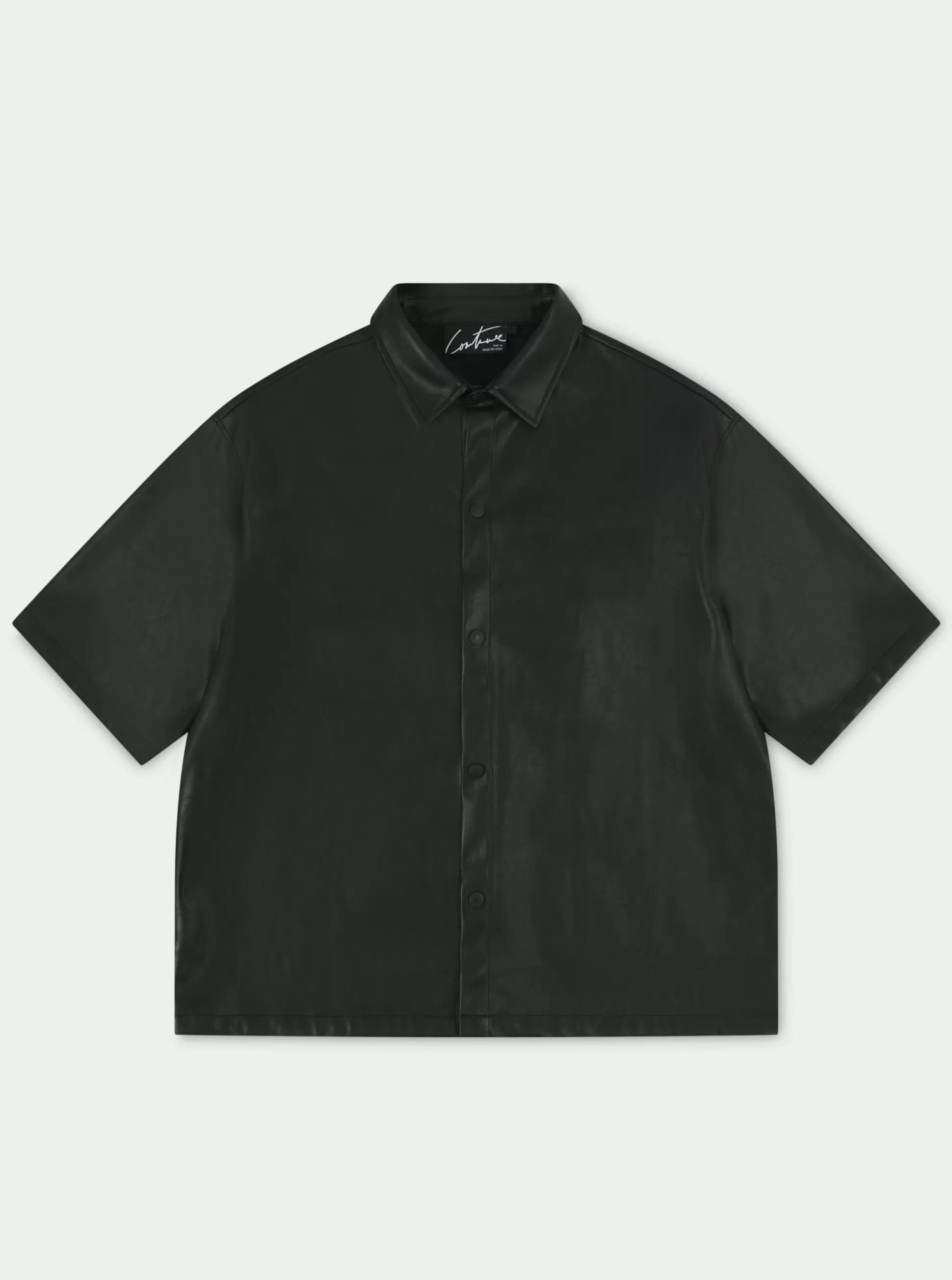 The Couture Club Short Sleeve Boxy Leather Shirt