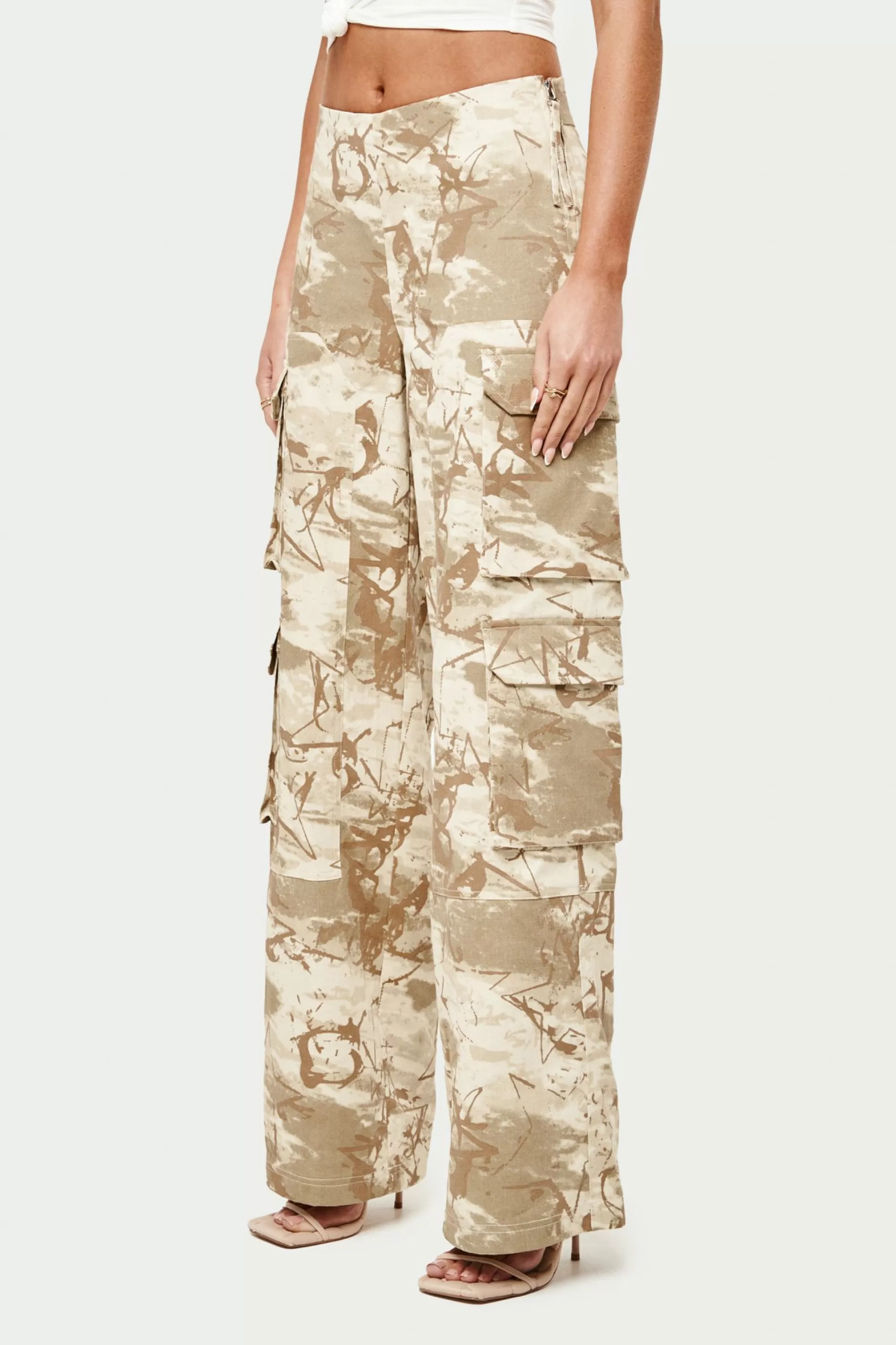 The Couture Club Side Zip Camo Cargo Pants