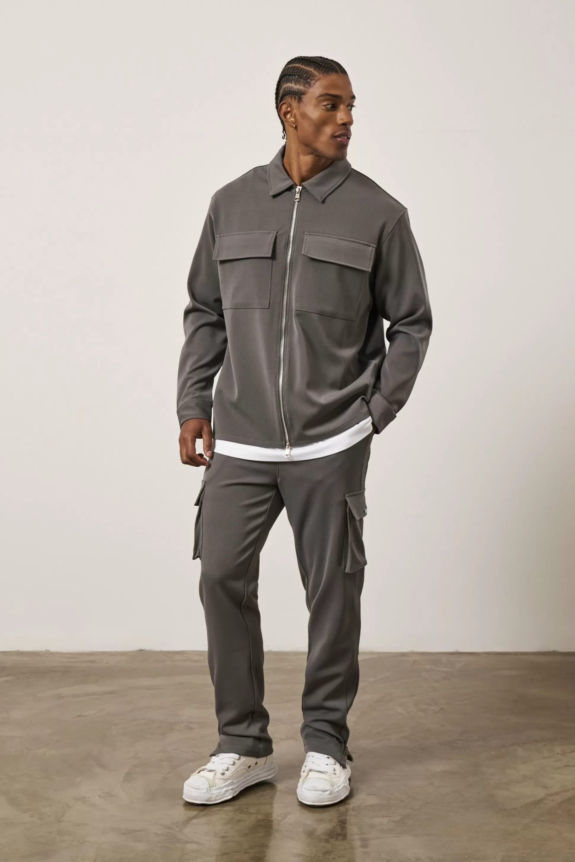 The Couture Club Technical Rib Zip Through Shacket