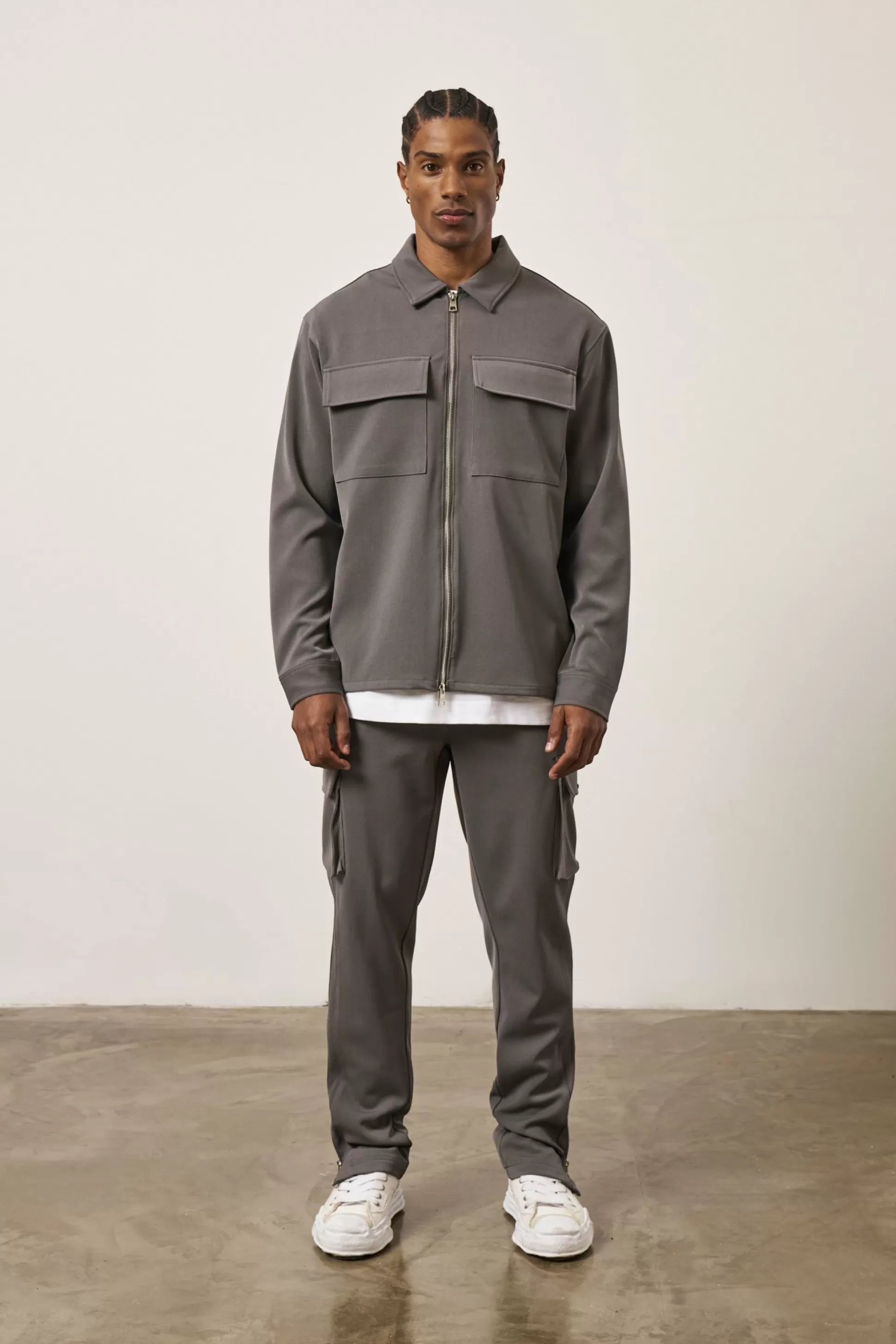 The Couture Club Technical Rib Zip Through Shacket