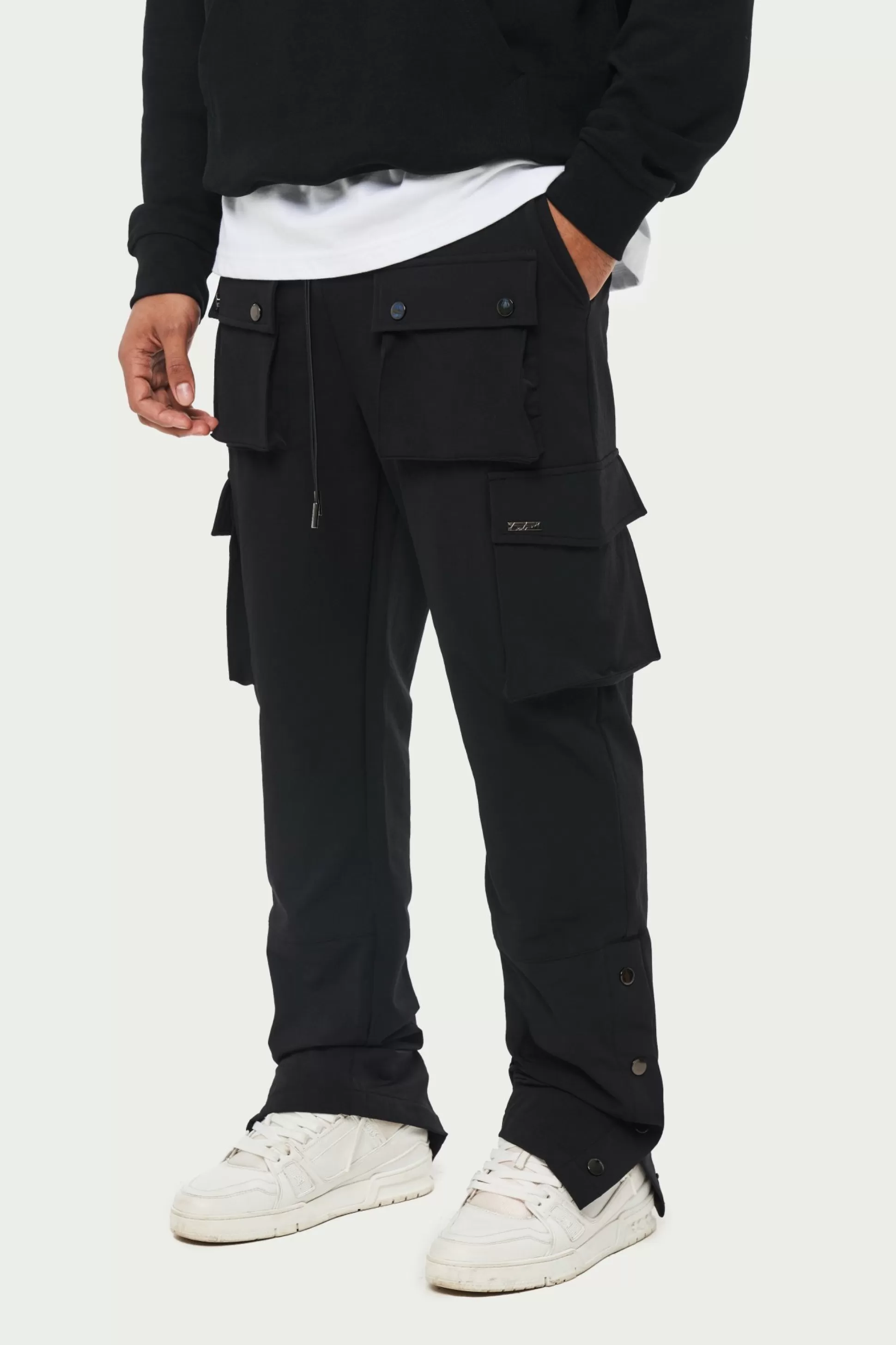 The Couture Club Technical Stretch Popper Detail Cargo Pants