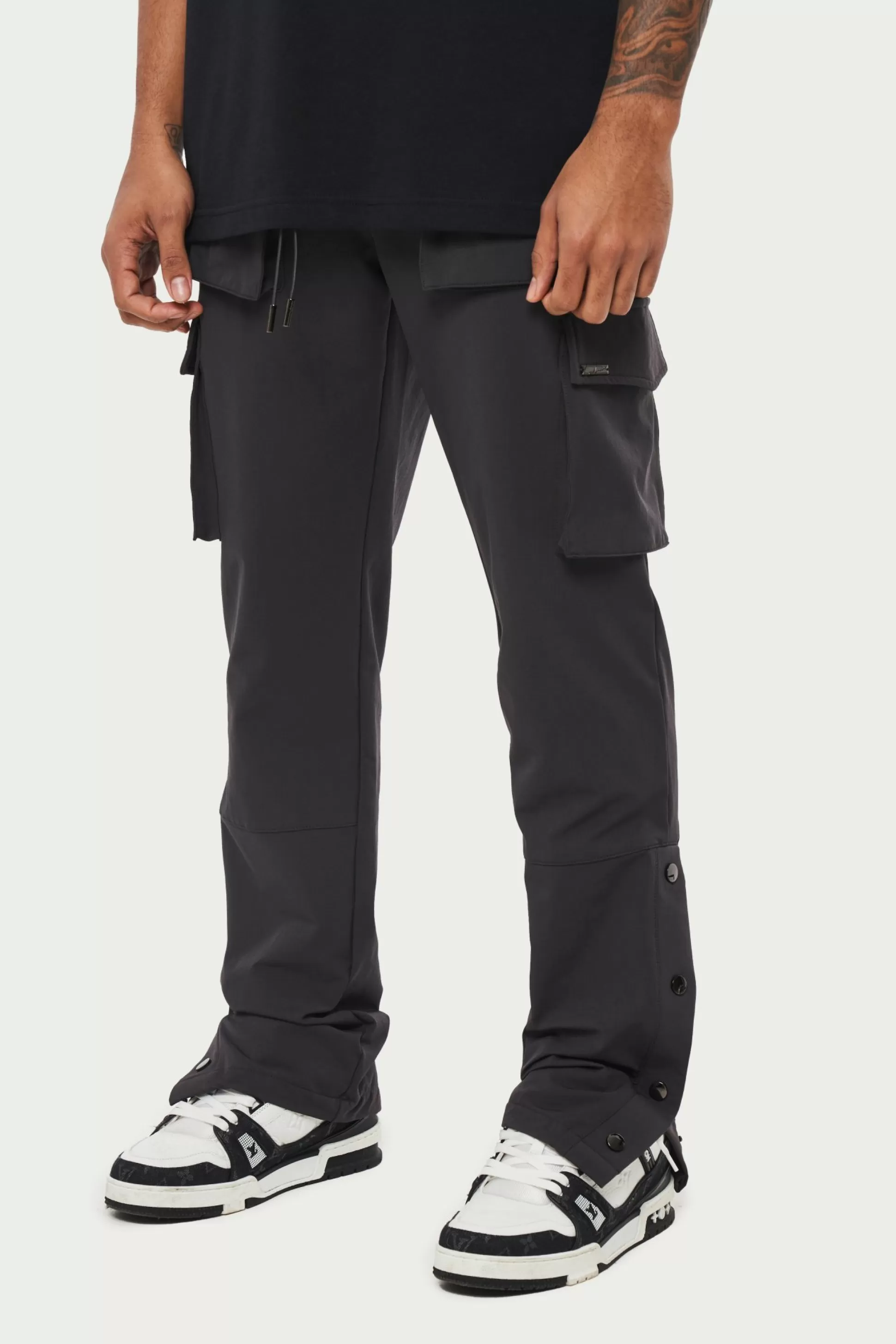 The Couture Club Technical Stretch Popper Detail Cargo Pants