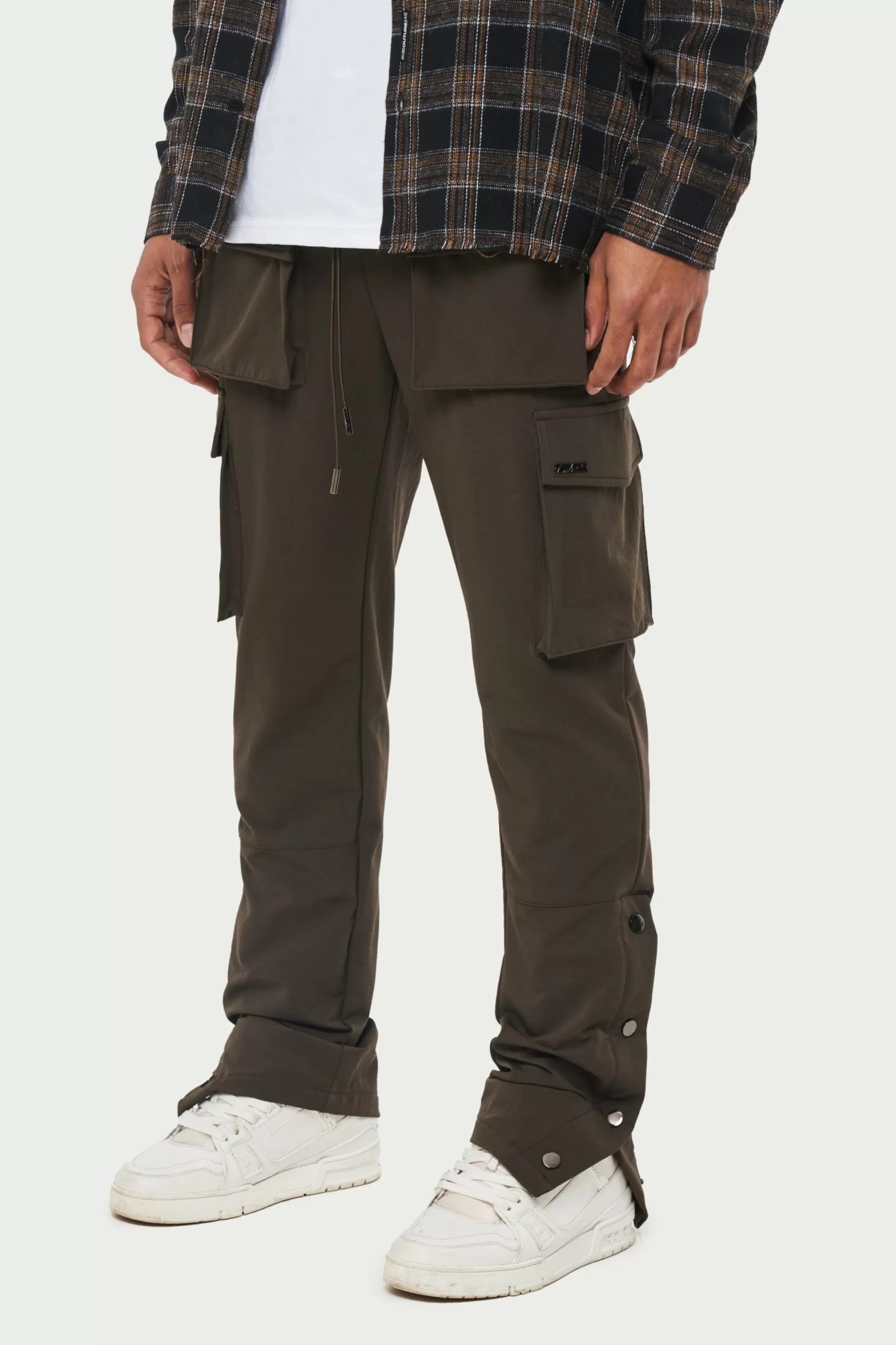 The Couture Club Technical Stretch Popper Detail Cargo Pants