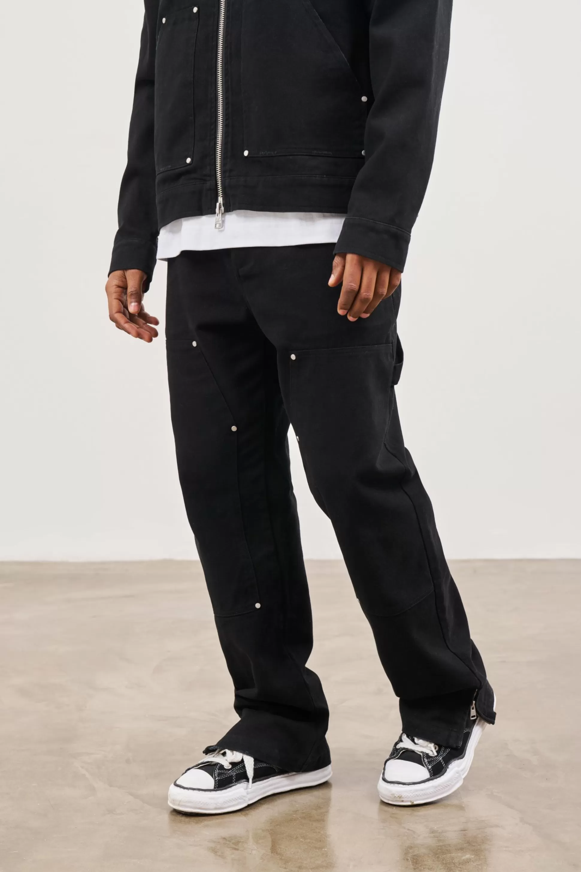 The Couture Club Twill Rivet Detail Carpenter Pant