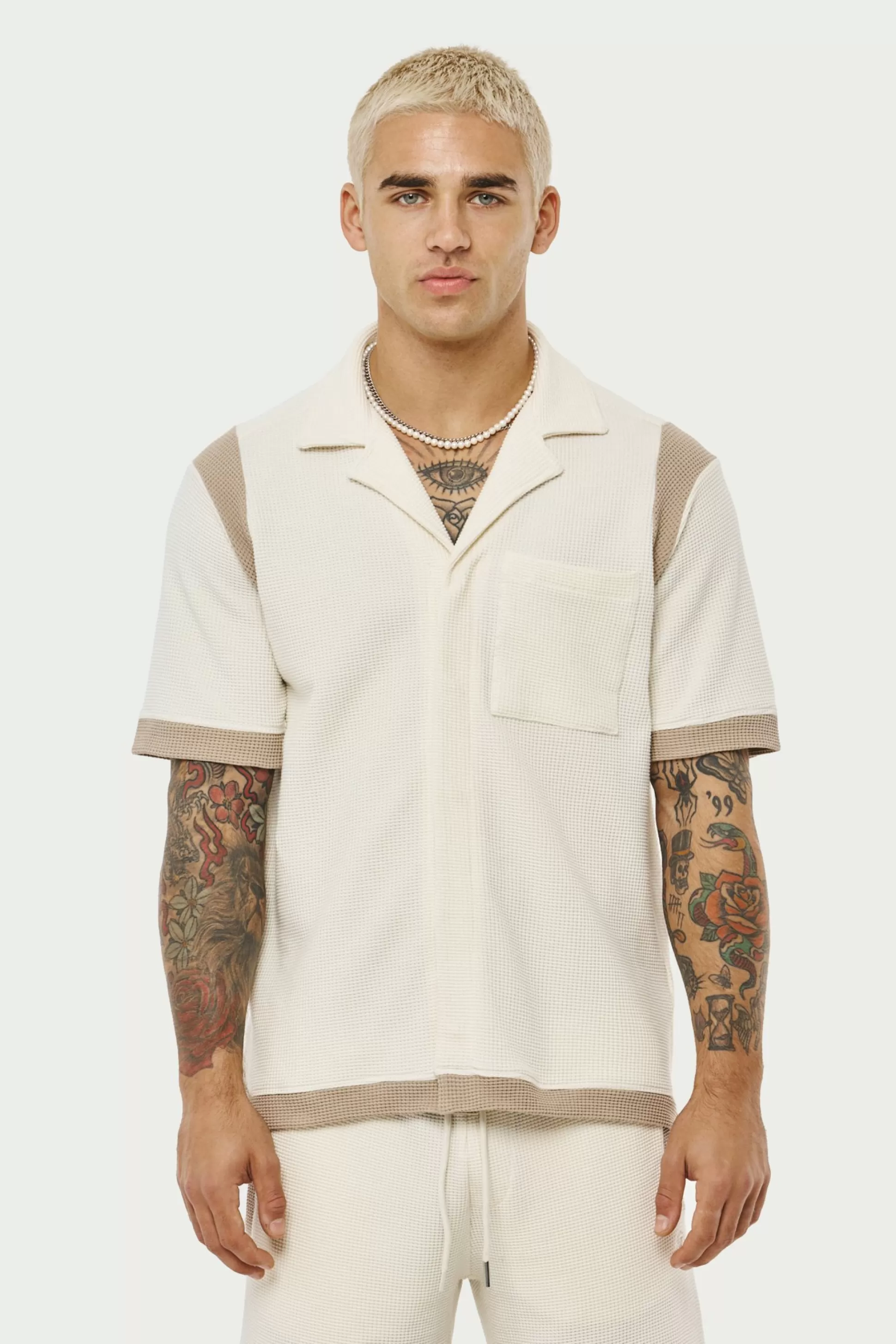 The Couture Club Waffle Tonal Textured Shirt