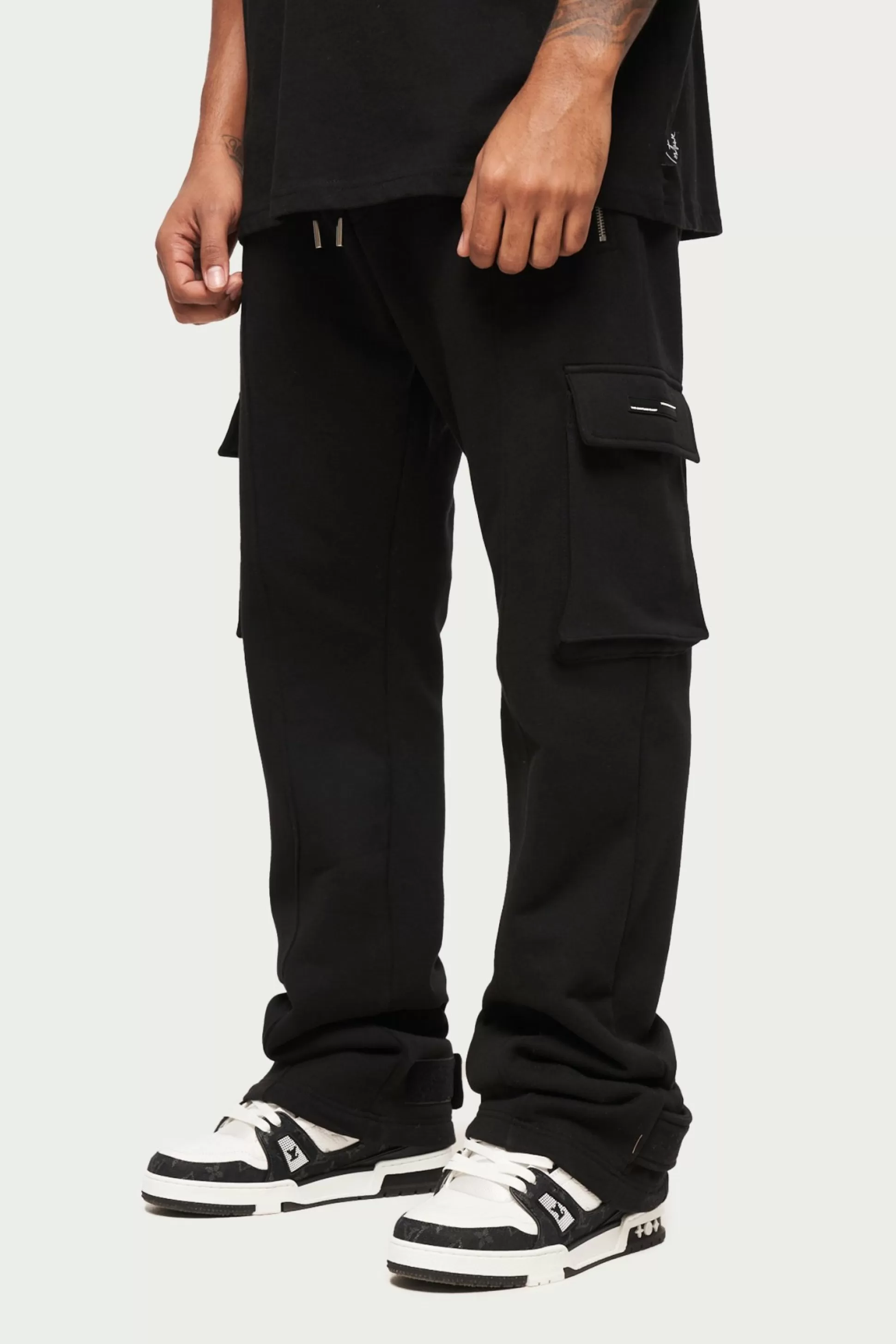 The Couture Club Zip Detail Wide Leg Jersey Cargo Joggers